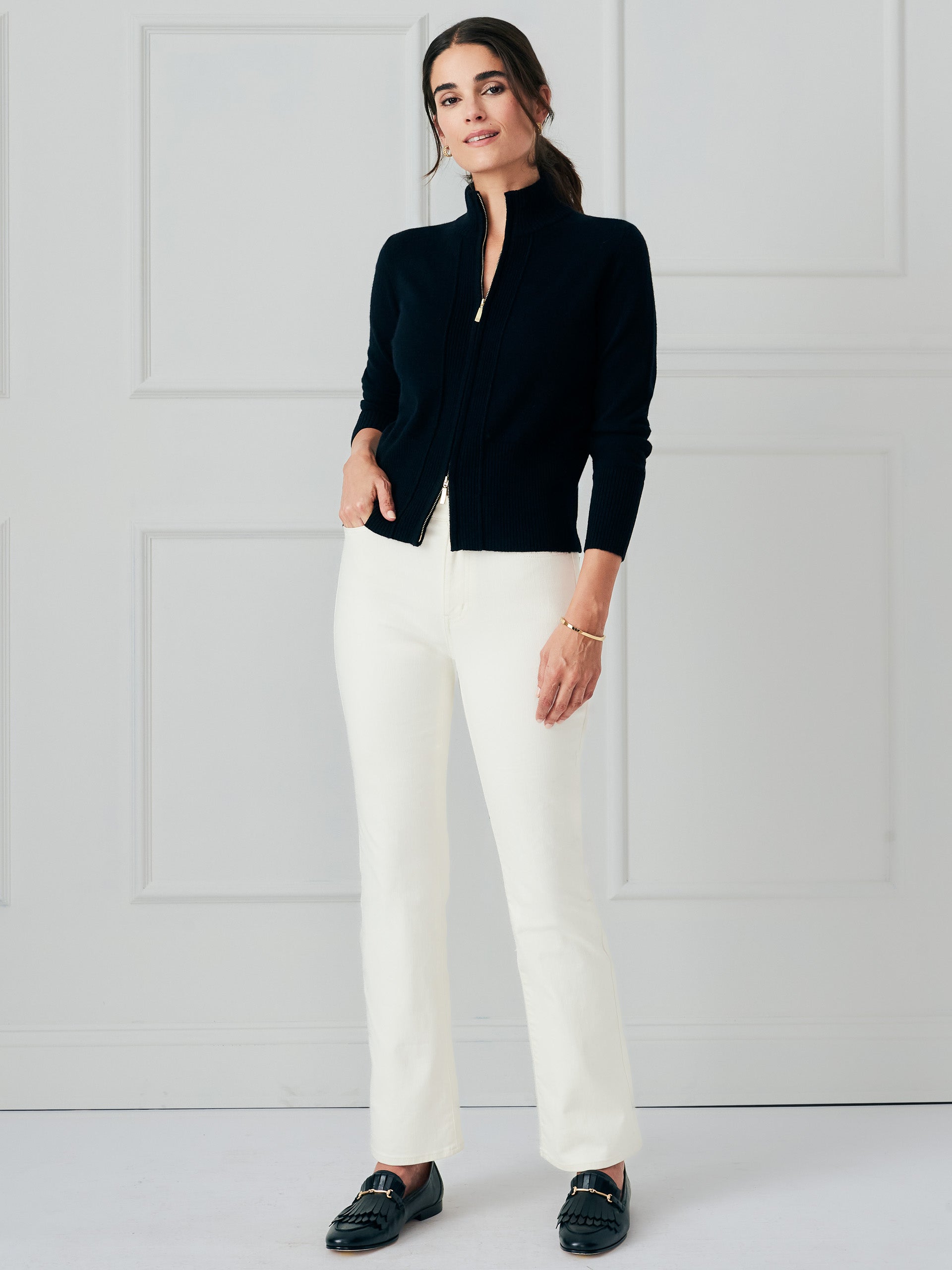 J.McLaughlin Anya sweater in black made with cashmere. 