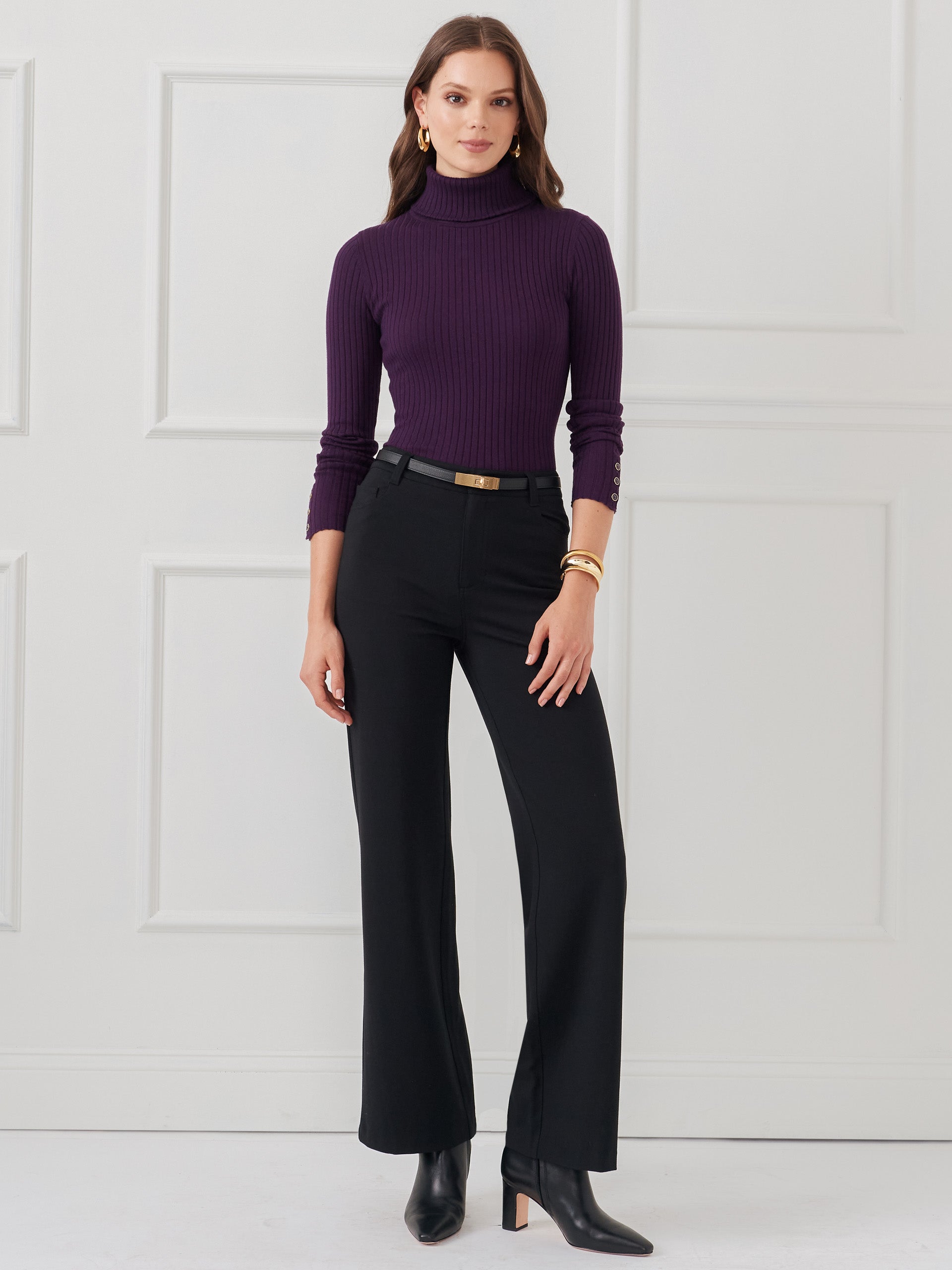 J.McLaughlin Arlette sweater in eggplant made with cotton/modal.