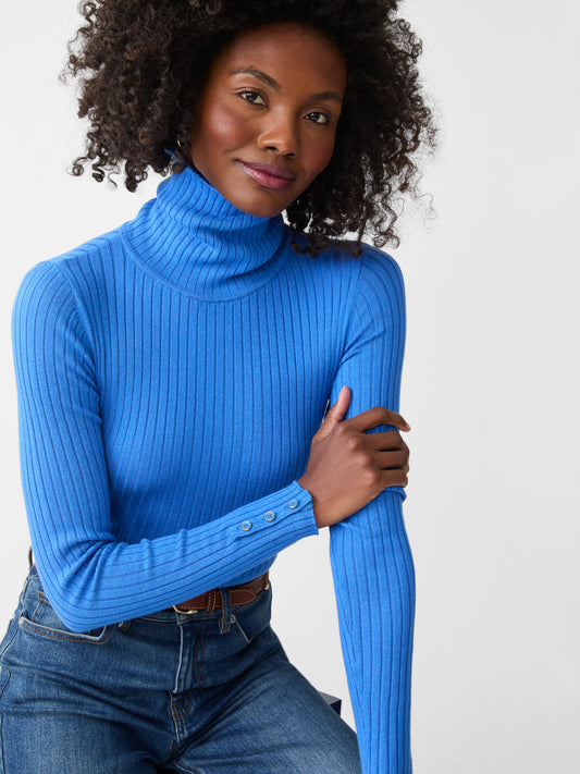 J.McLaughlin Arlette turtleneck in JMC blue made with cotton/modal.