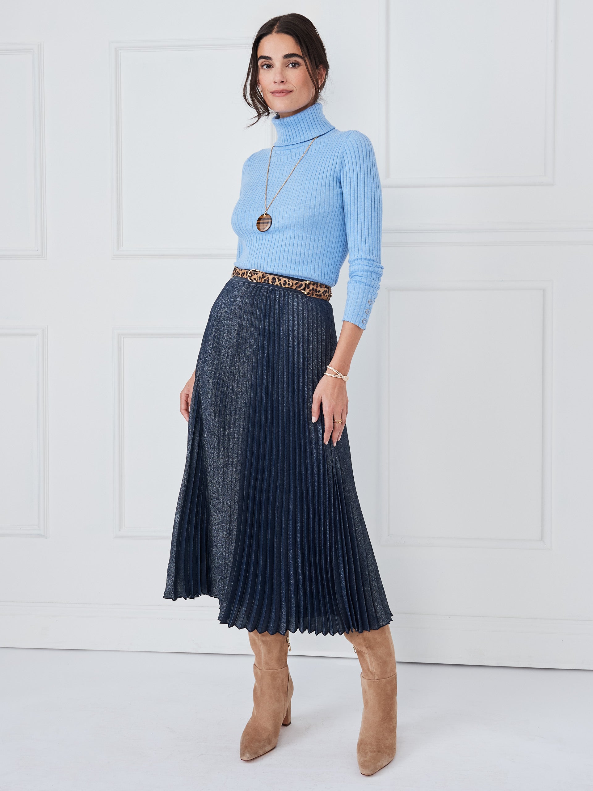 J.McLaughlin Arlette sweater in light heather blue made with cotton. 