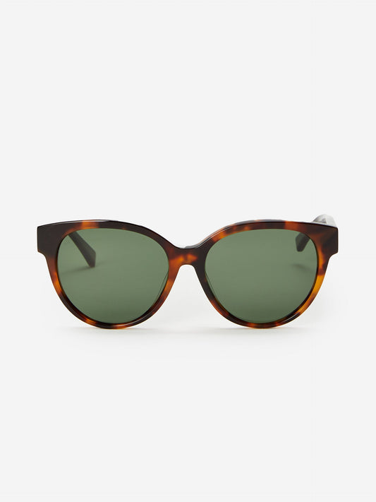 J.McLaughlin Aveleen sunglasses in green/dark brown made with acetate.