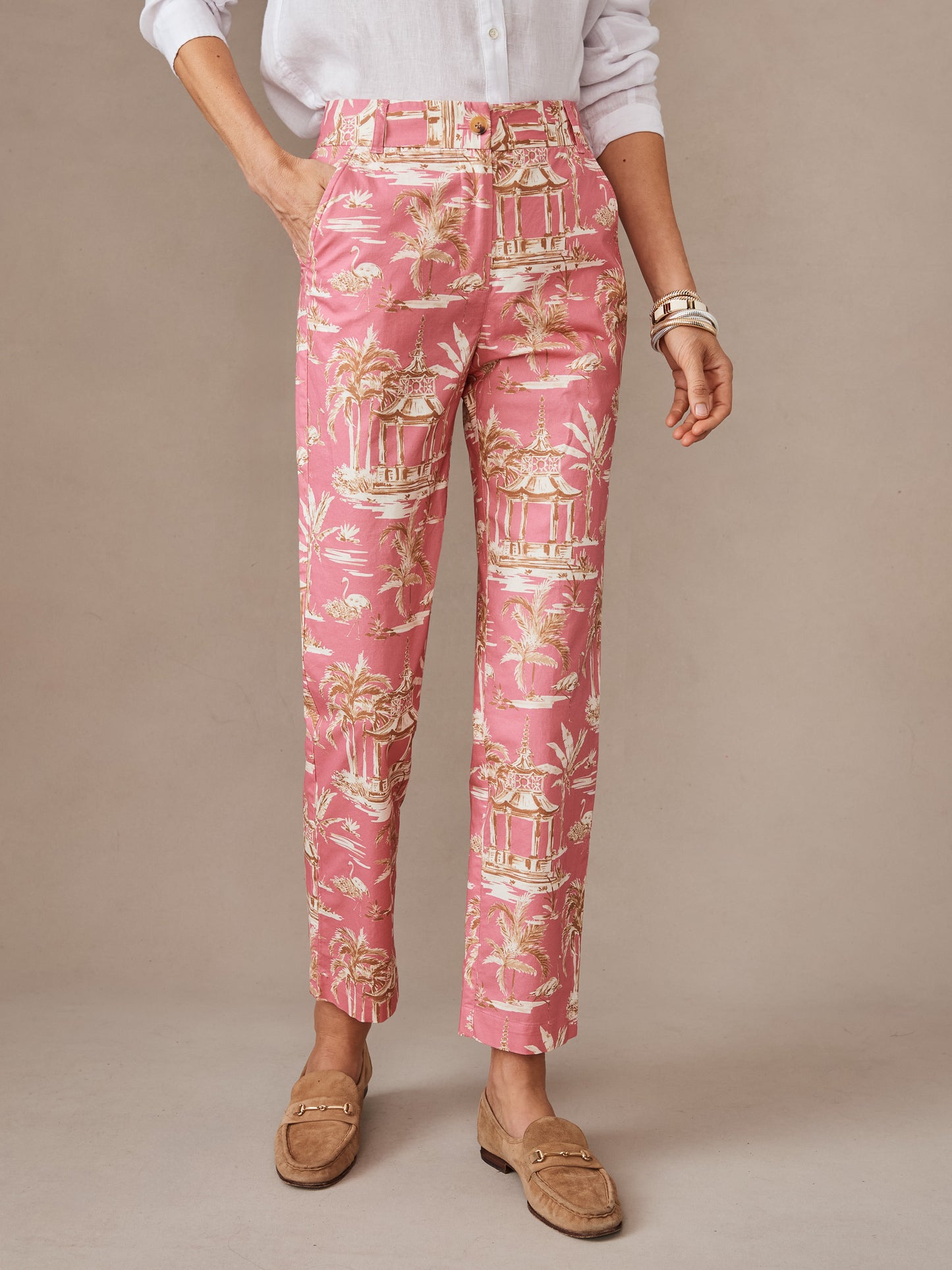 J.McLaughlin Avery pants in pink/tan made with cotton.