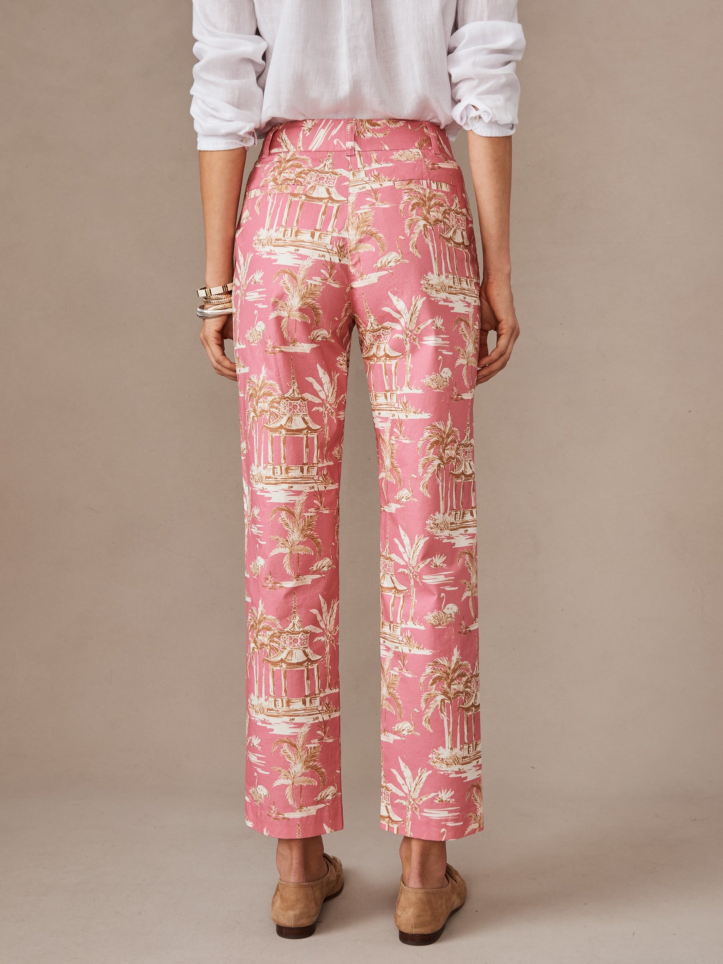 J.McLaughlin Avery pants in pink/tan made with cotton.