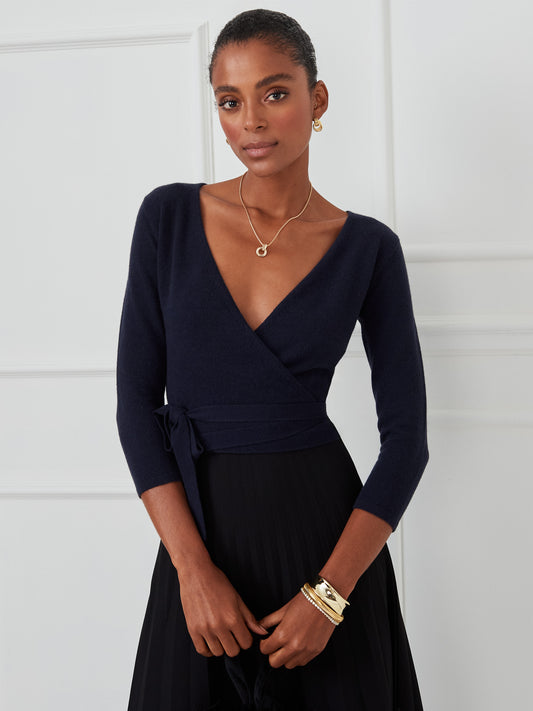 J.McLaughlin Aviva sweater in dark navy made with cashmere.