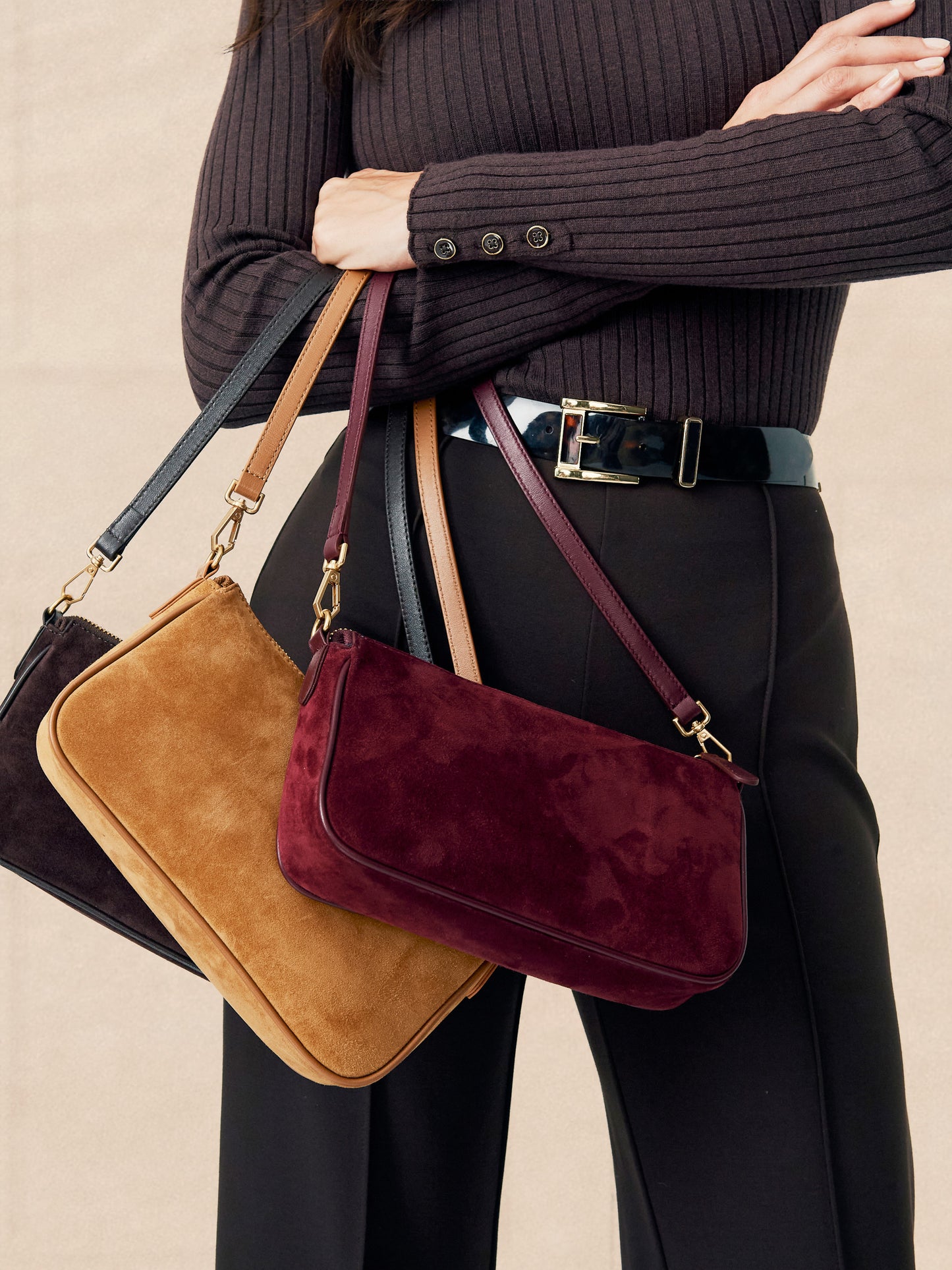 J.McLaughlin Malaika bag in camel made with suede. 