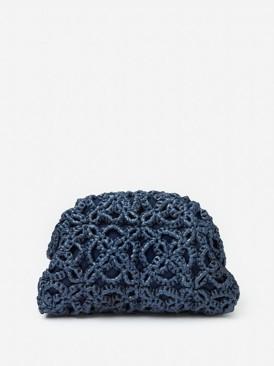 J.McLaughlin Bambi clutch in navy made with raffia/straw. 