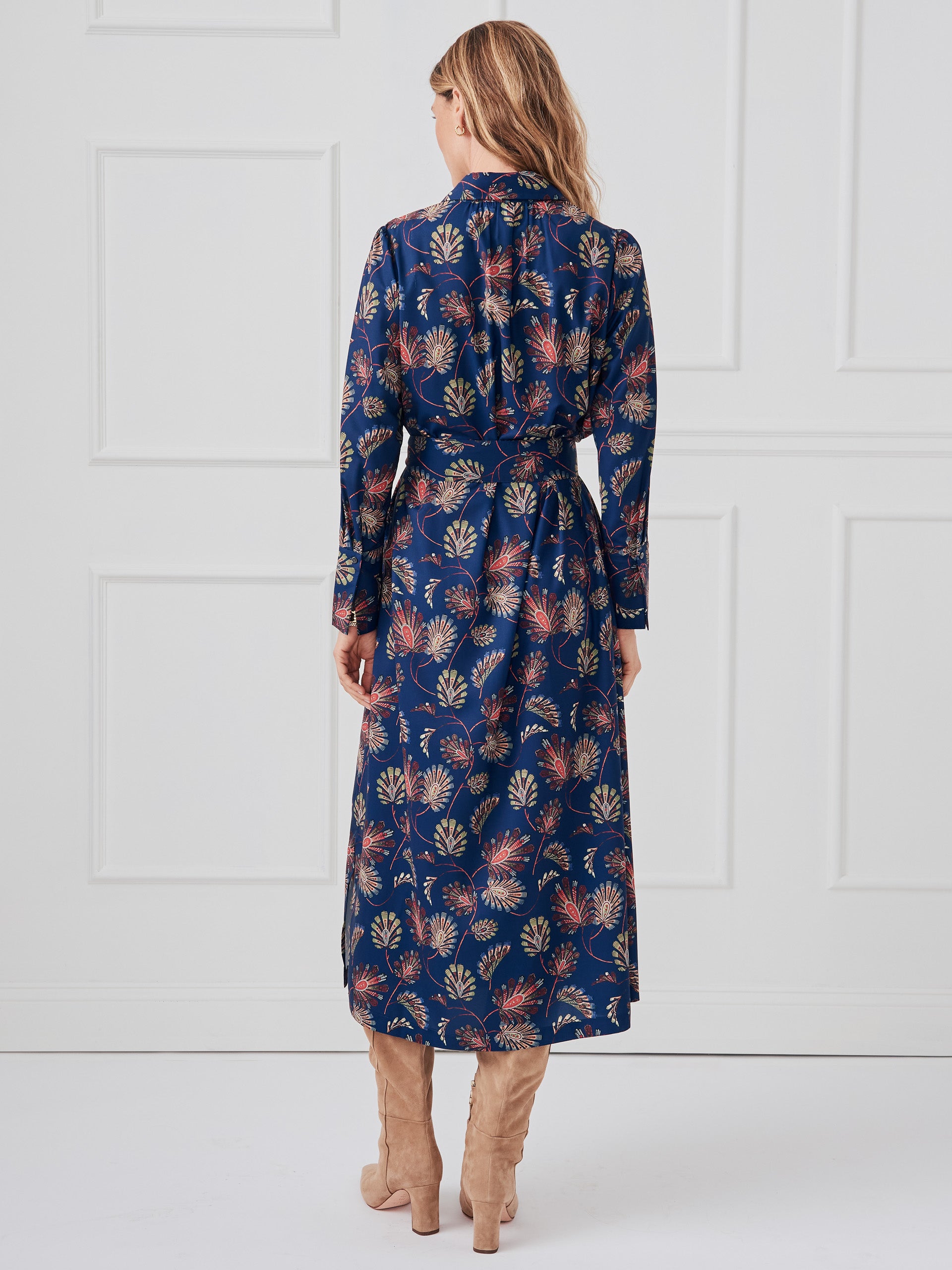 J.McLaughlin Belle dress in navy/multi made with polyester. 