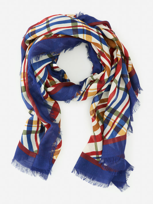 J.McLaughlin Bellini Scarf in off white/navy made with wool. 