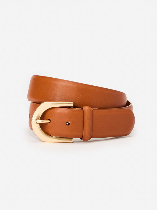 J.McLaughlin Bellport belt in dark vachetta made with leather.