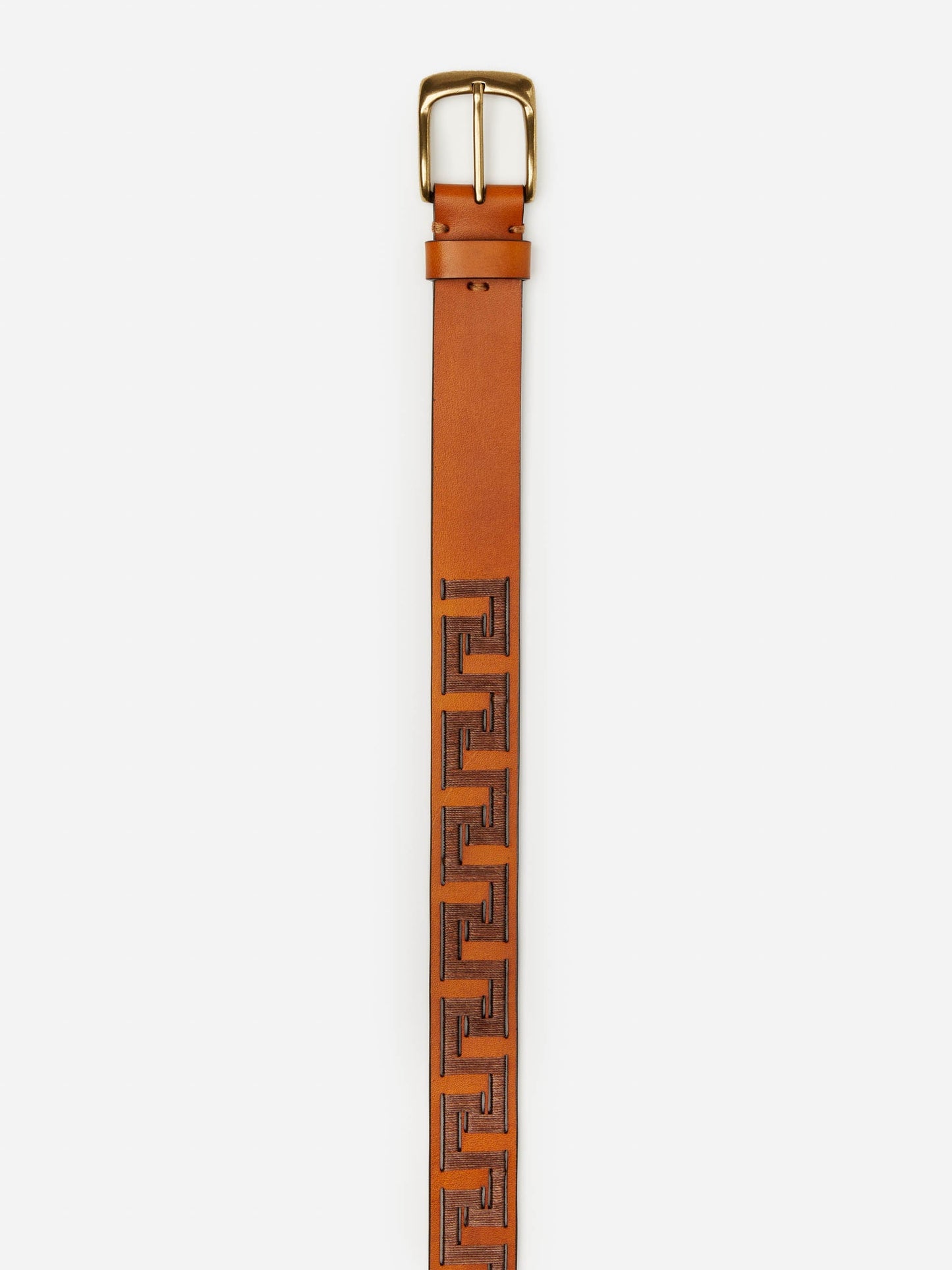 Caerus Leather Belt in Greek Key