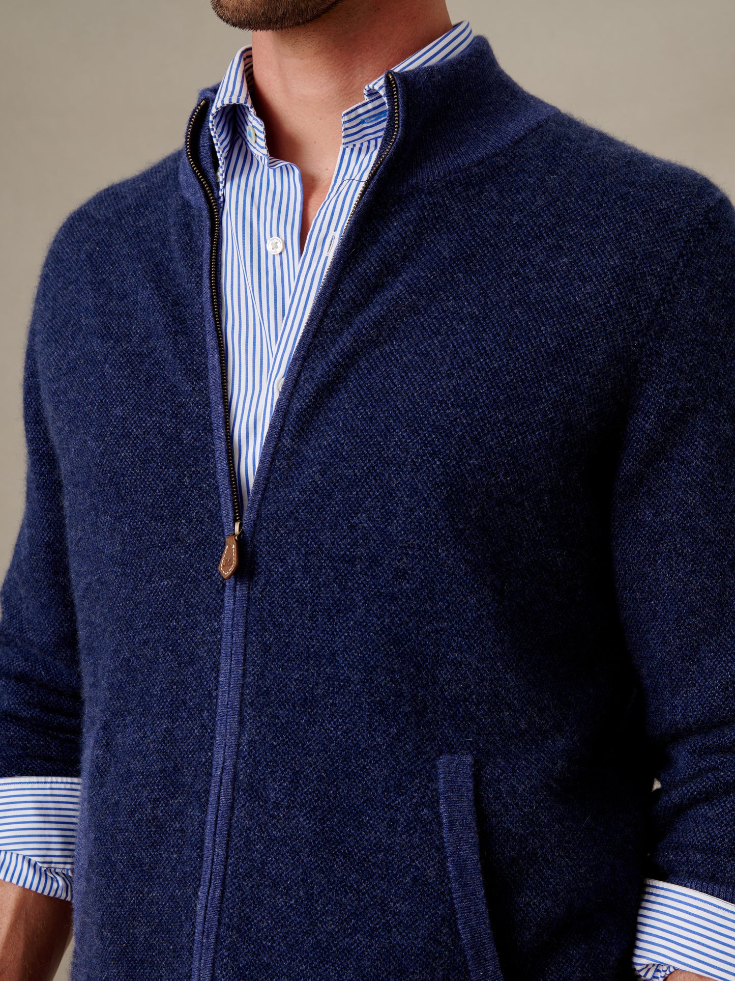 Graham Zip Sweater in Birdseye