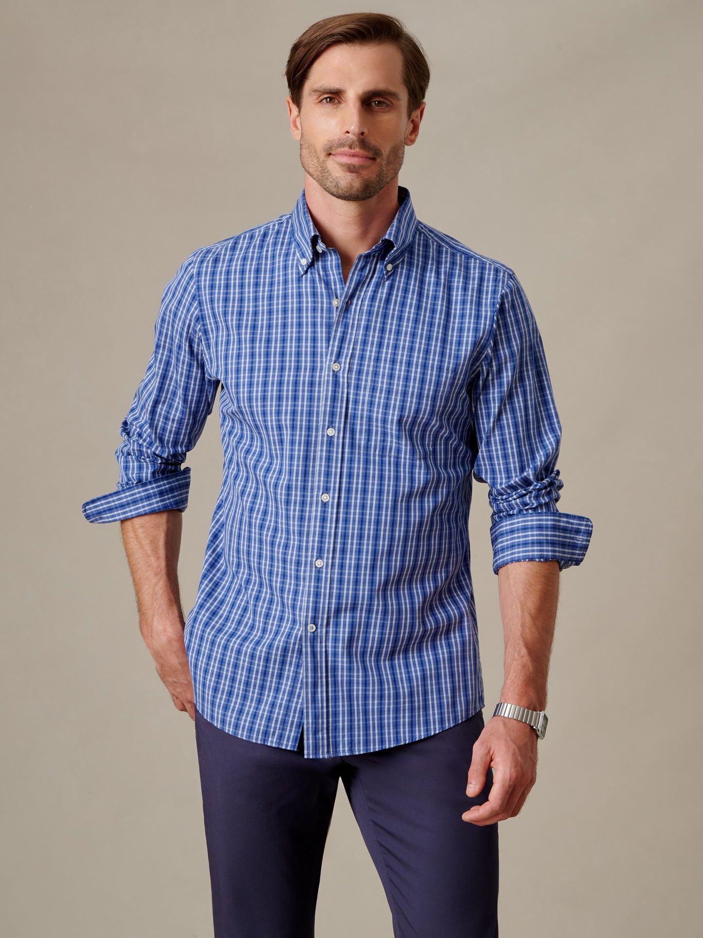 Belvedere Cotton Shirt in Multi Check