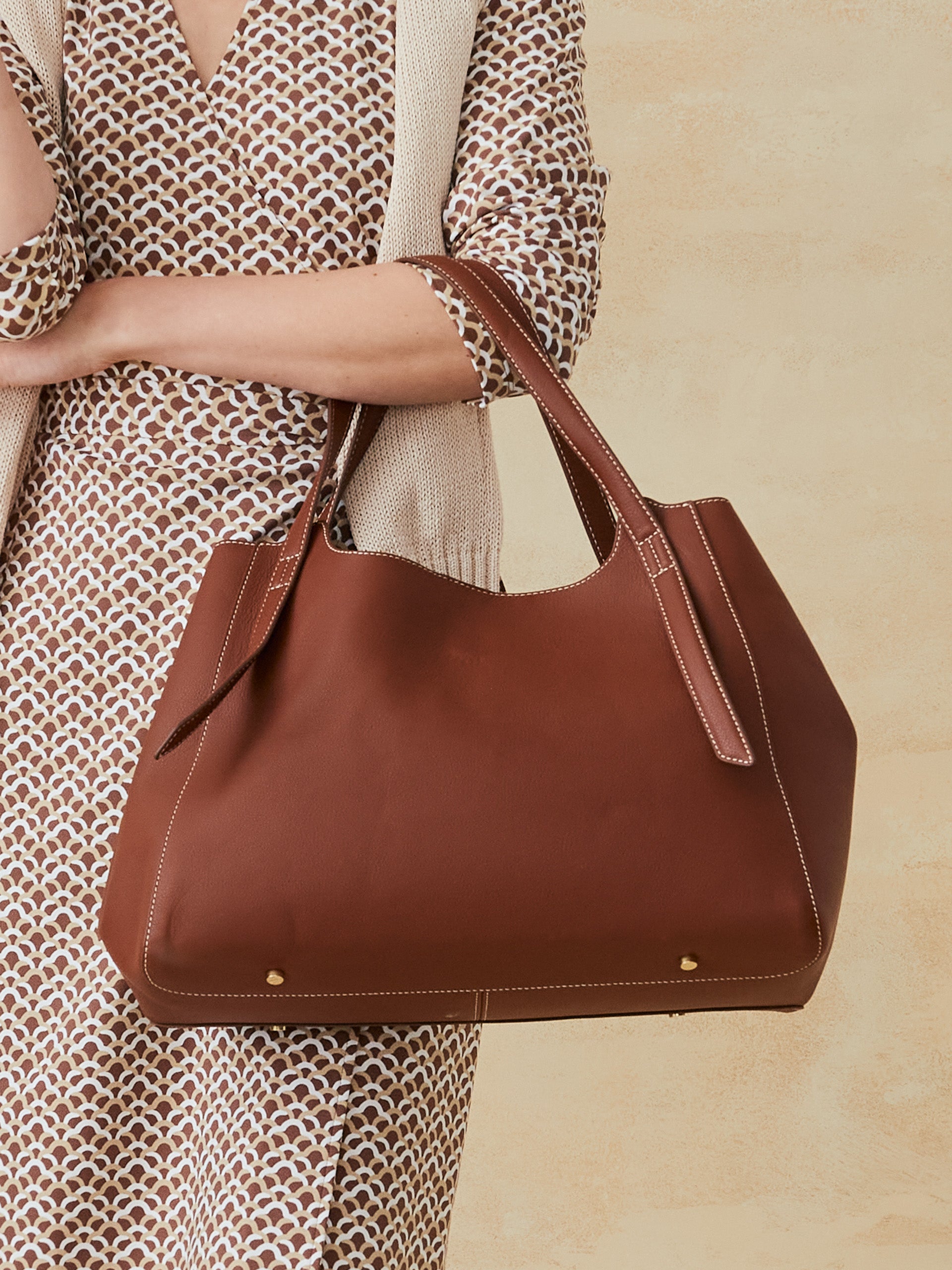 J.McLaughlin Lane tote in light brown made with leather.