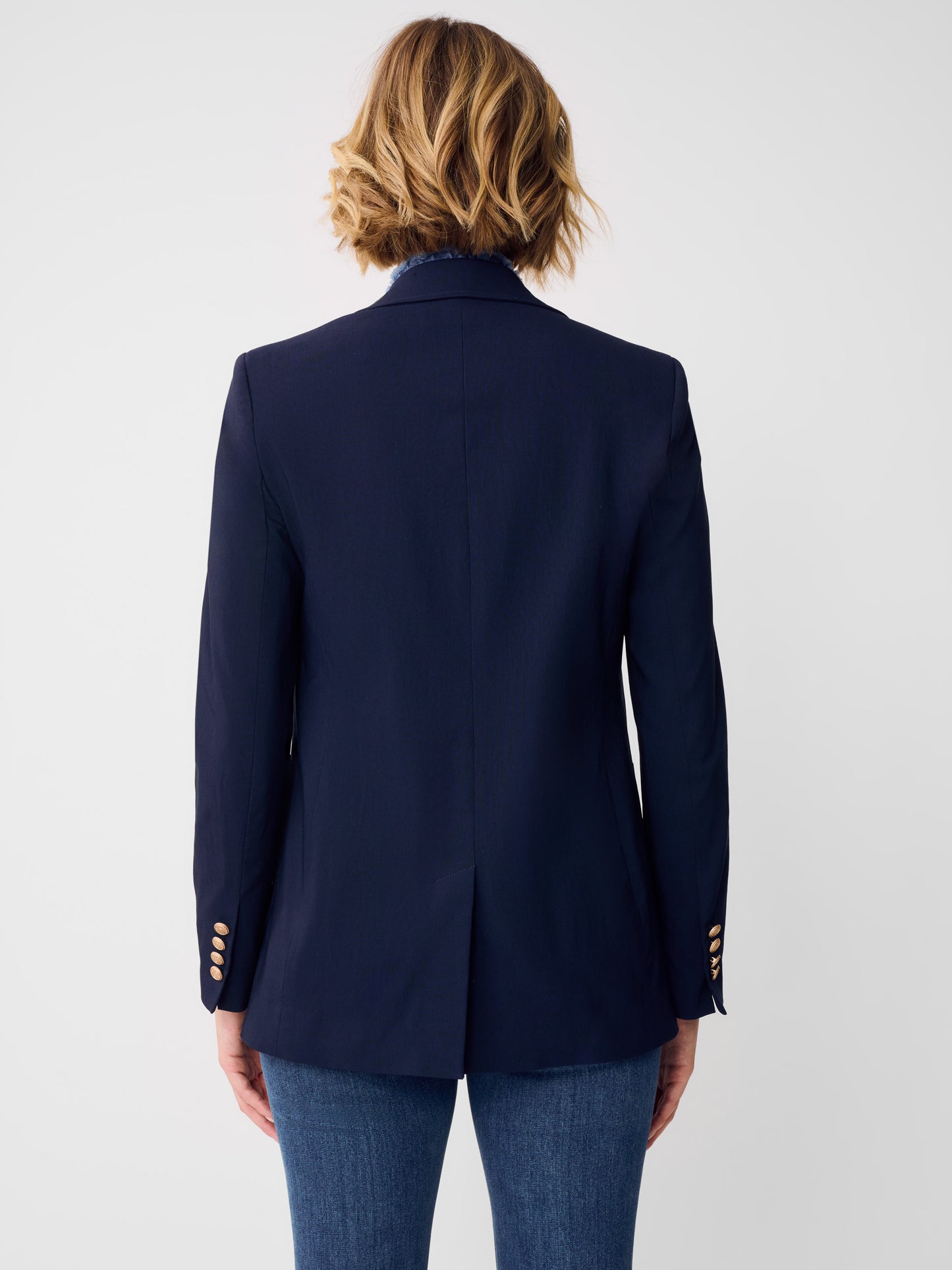 J.McLaughlin Benji blazer in winter navy made with Amelia cloth.