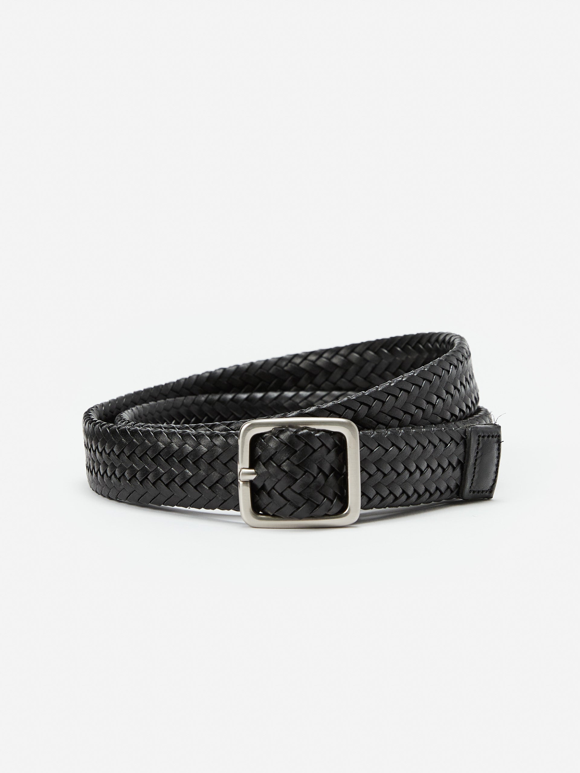J.McLaughlin Braided Leather belt in black made with leather.