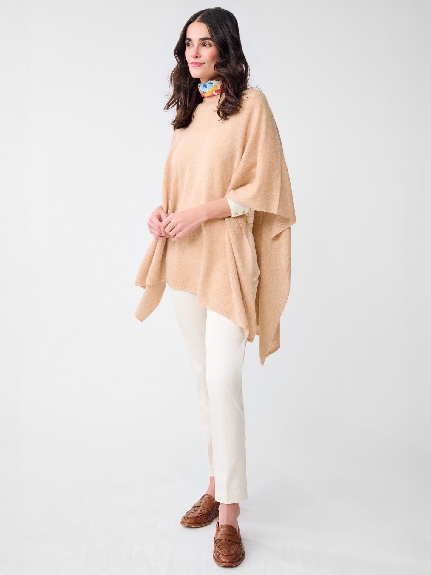 J.McLaughlin Bree poncho in Heather Camel made with Cashmere. 