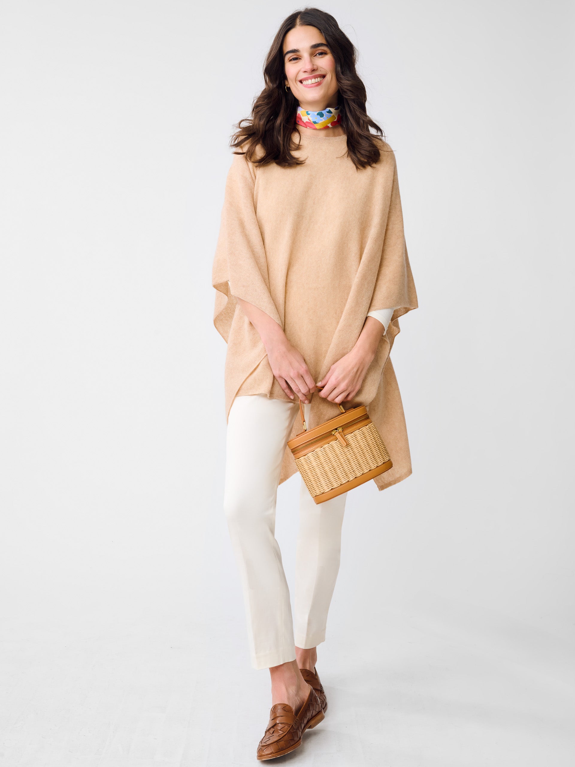 J.McLaughlin Bree poncho in Heather Camel made with Cashmere. 