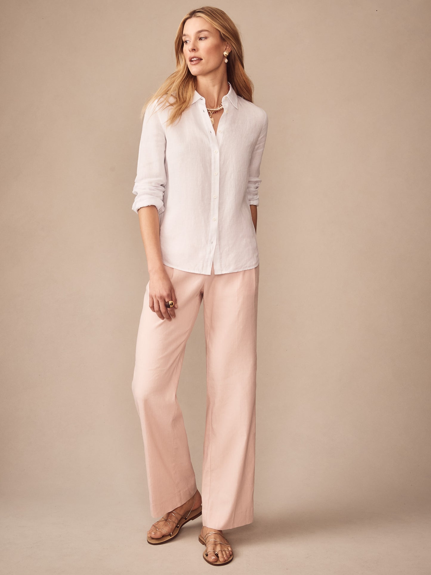 J.McLaughlin Britt shirt in white made with linen.