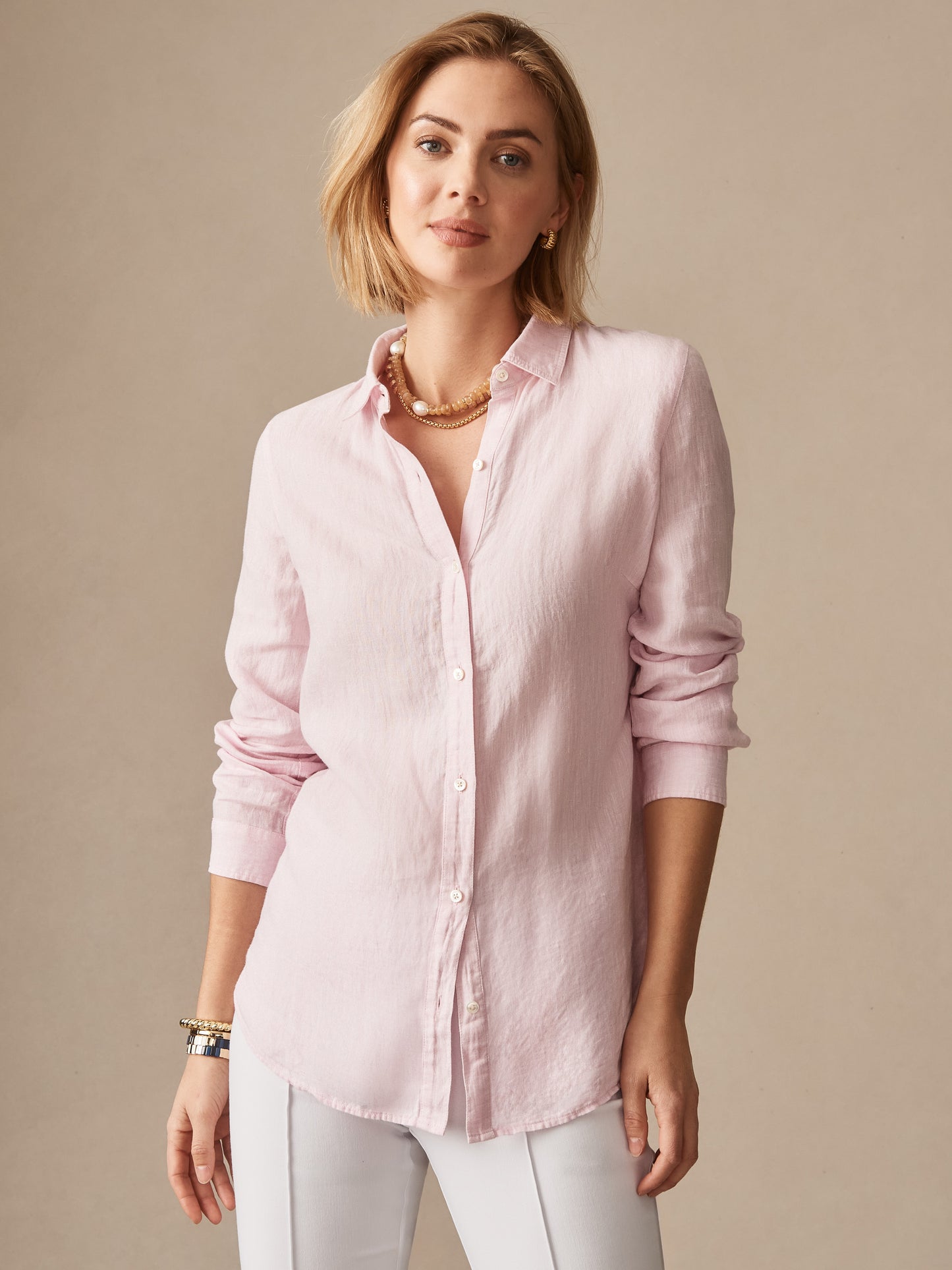 J.mcLaughlin Britt linen shirt in pink made with linen