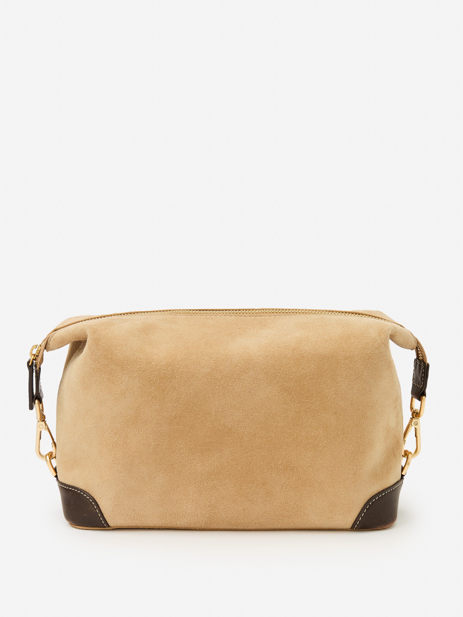 J.McLaughlin Butler dopp kit in sand made with suede.