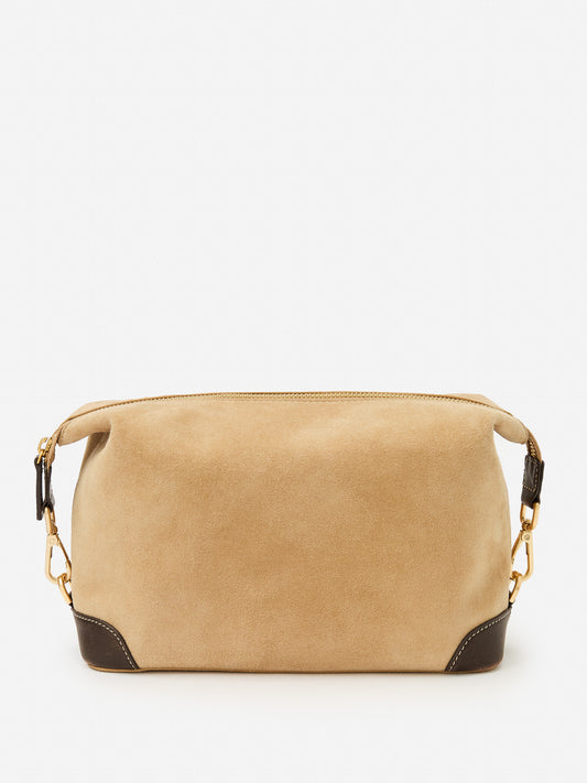 J.McLaughlin Butler dopp kit in sand made with suede.