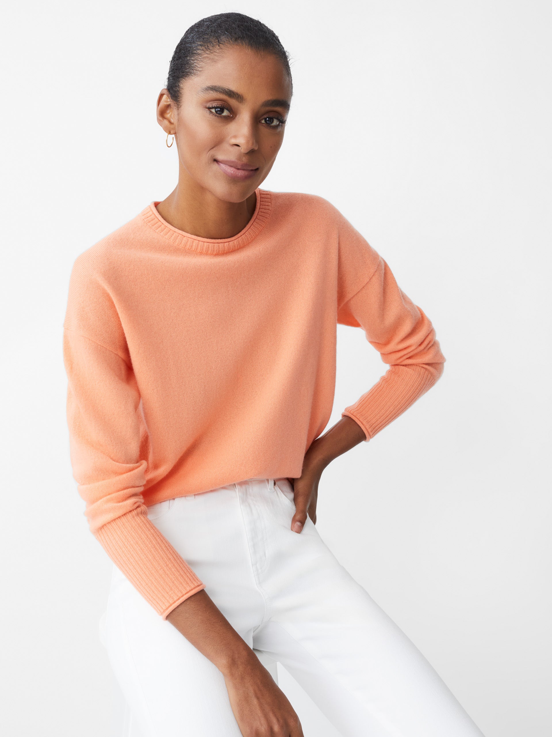 J.McLaughlin Caitie sweater in apricot made with cashmere.