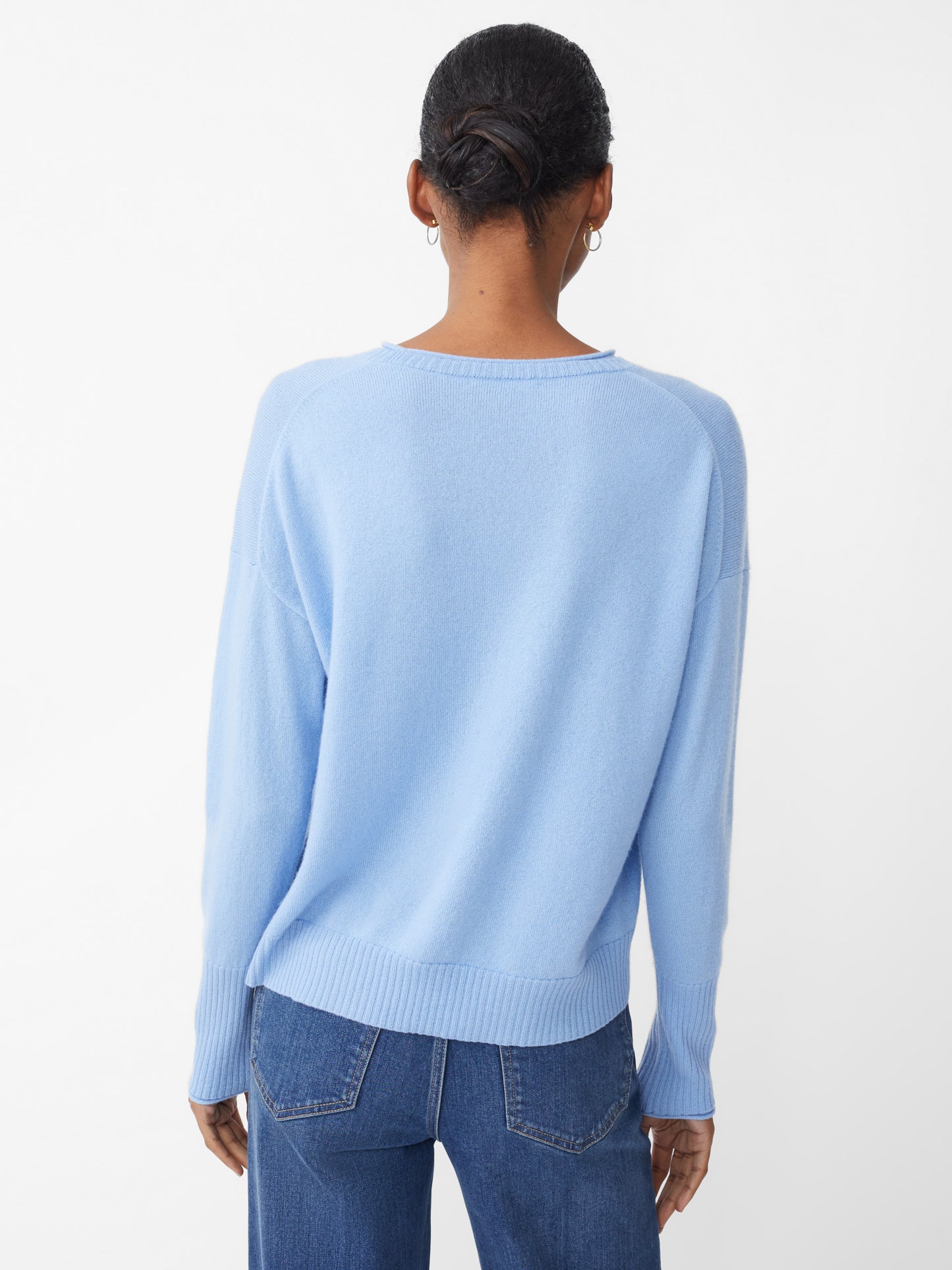 J.McLaughlin Caitie sweater in soft blue made with cashmere.