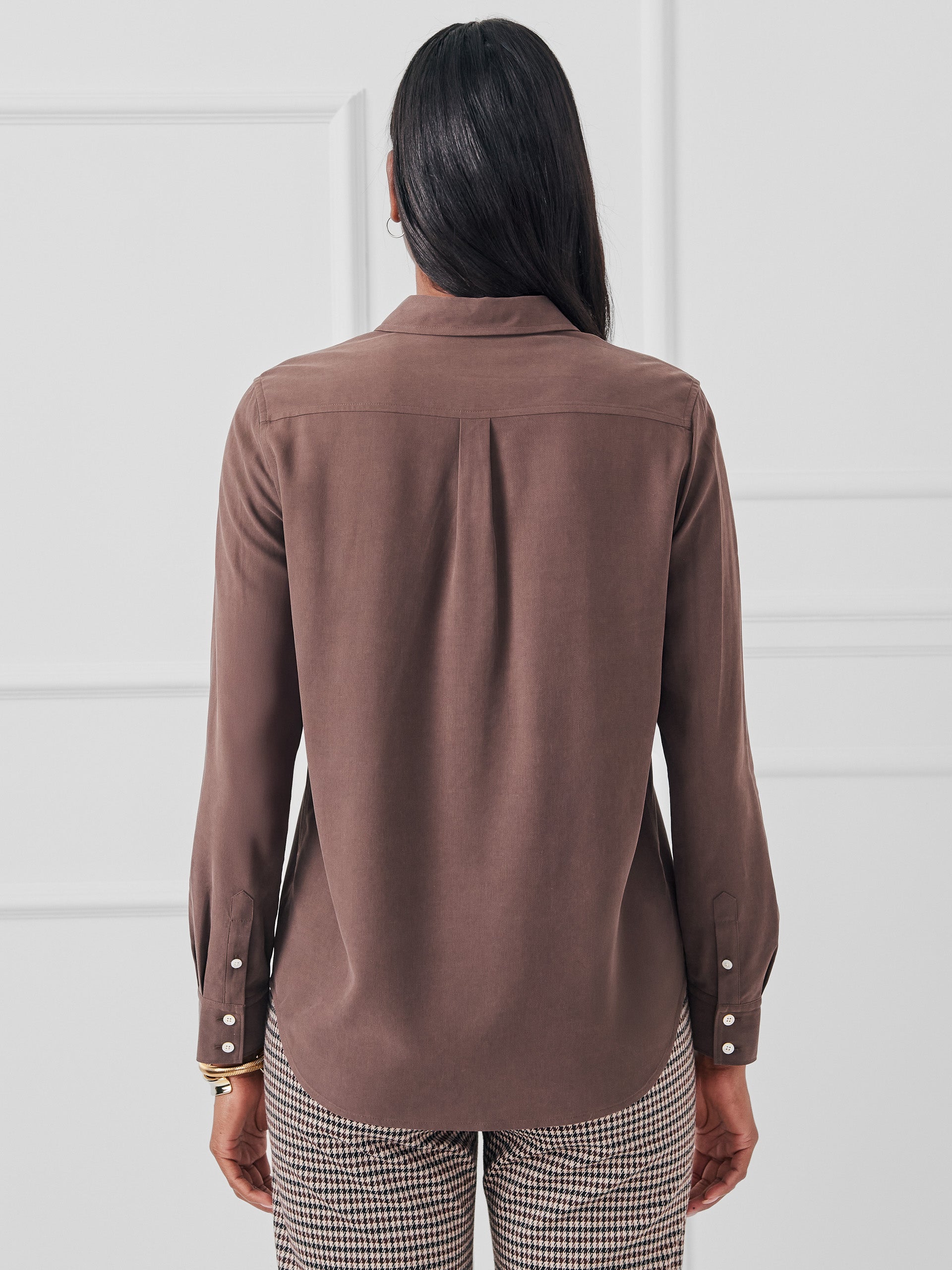 J.McLaughlin Miris top in brown made with silk. 