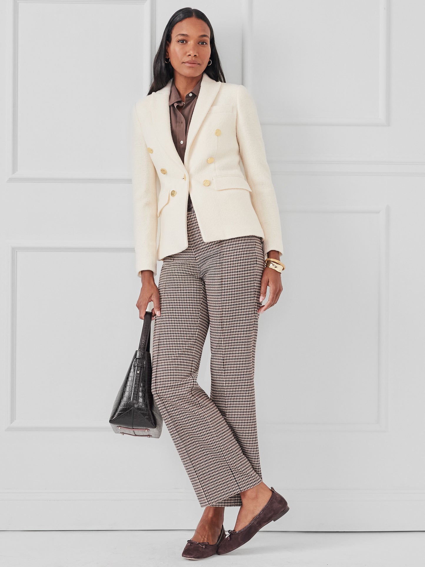 J.McLaughlin Genevieve blazer in cream made with wool boucle.
