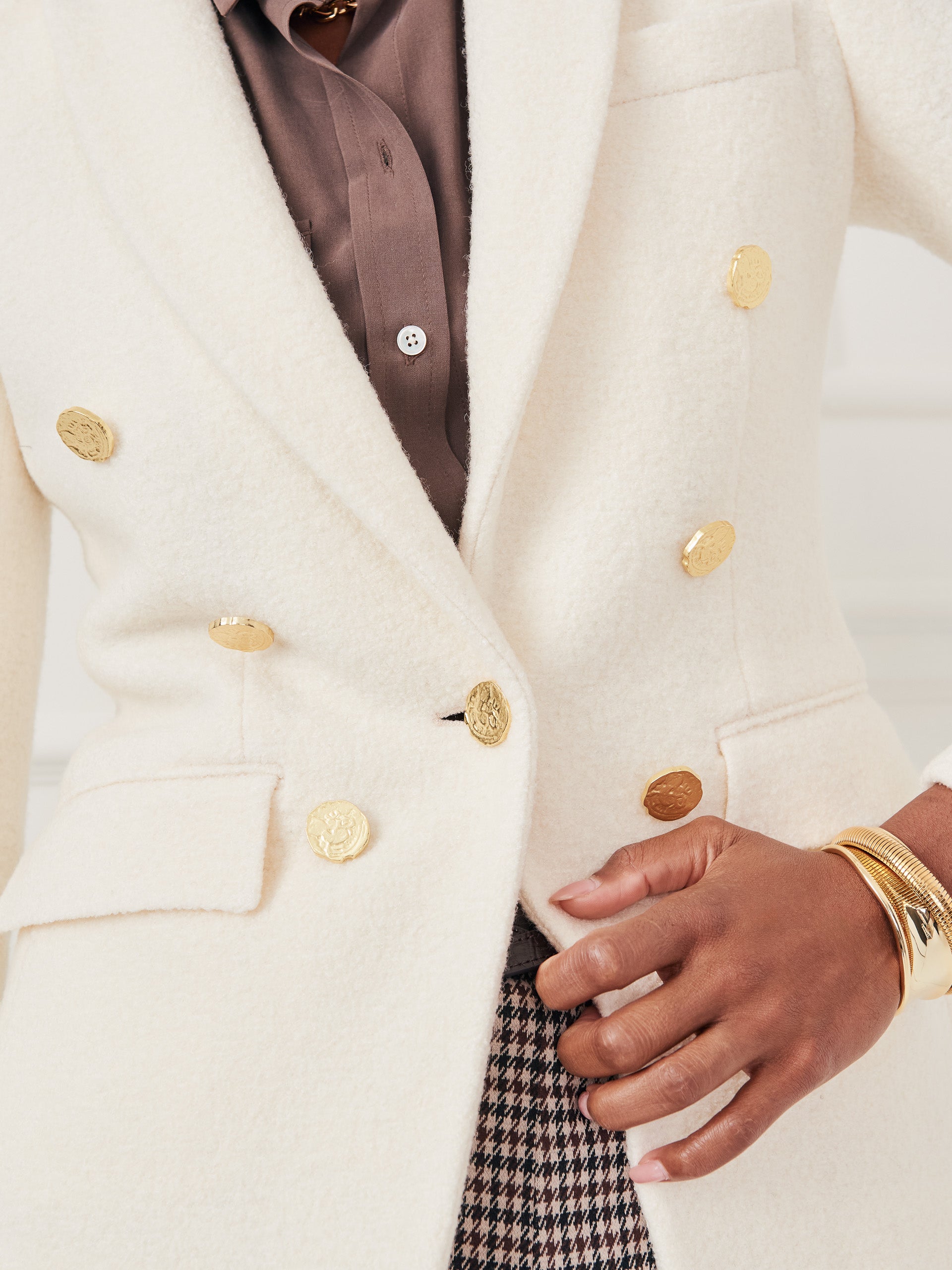 J.McLaughlin Genevieve blazer in cream made with wool boucle.
