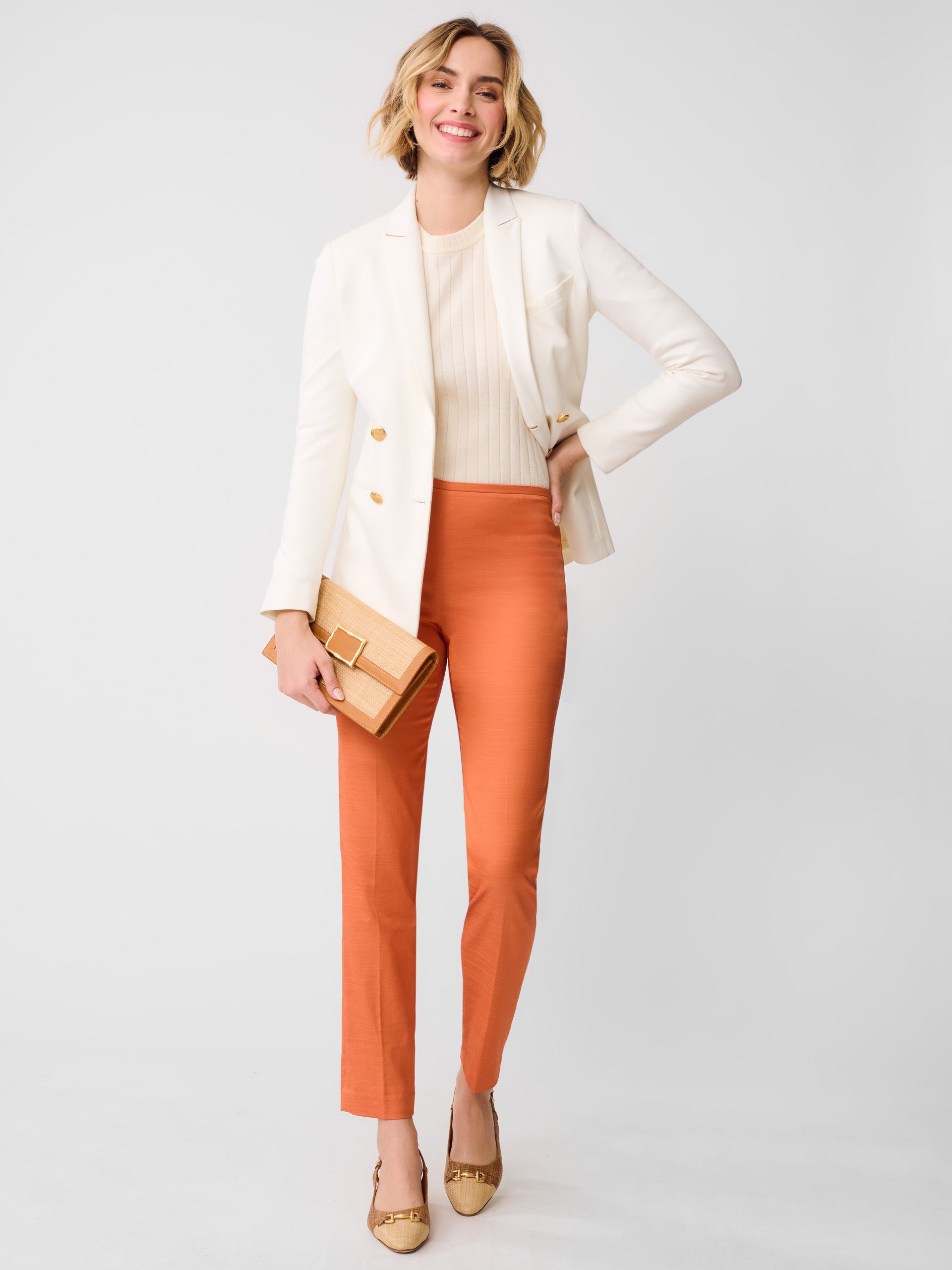 J.McLaughlin Calliope Pants in Orange made with cotton.