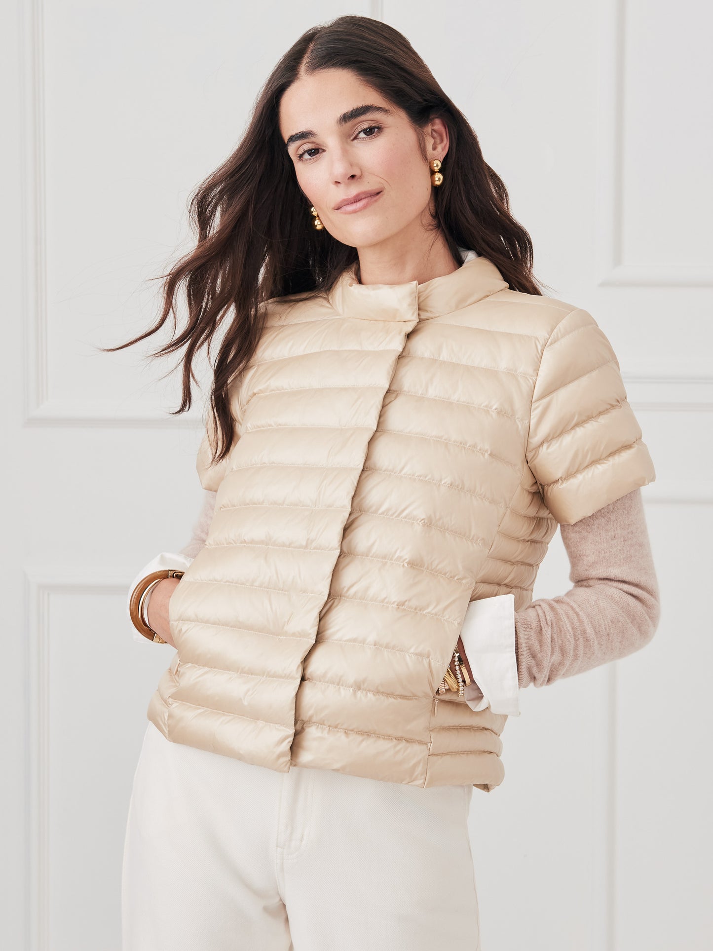 J.McLaughlin Kennedy jacket in champagne made with nylon.