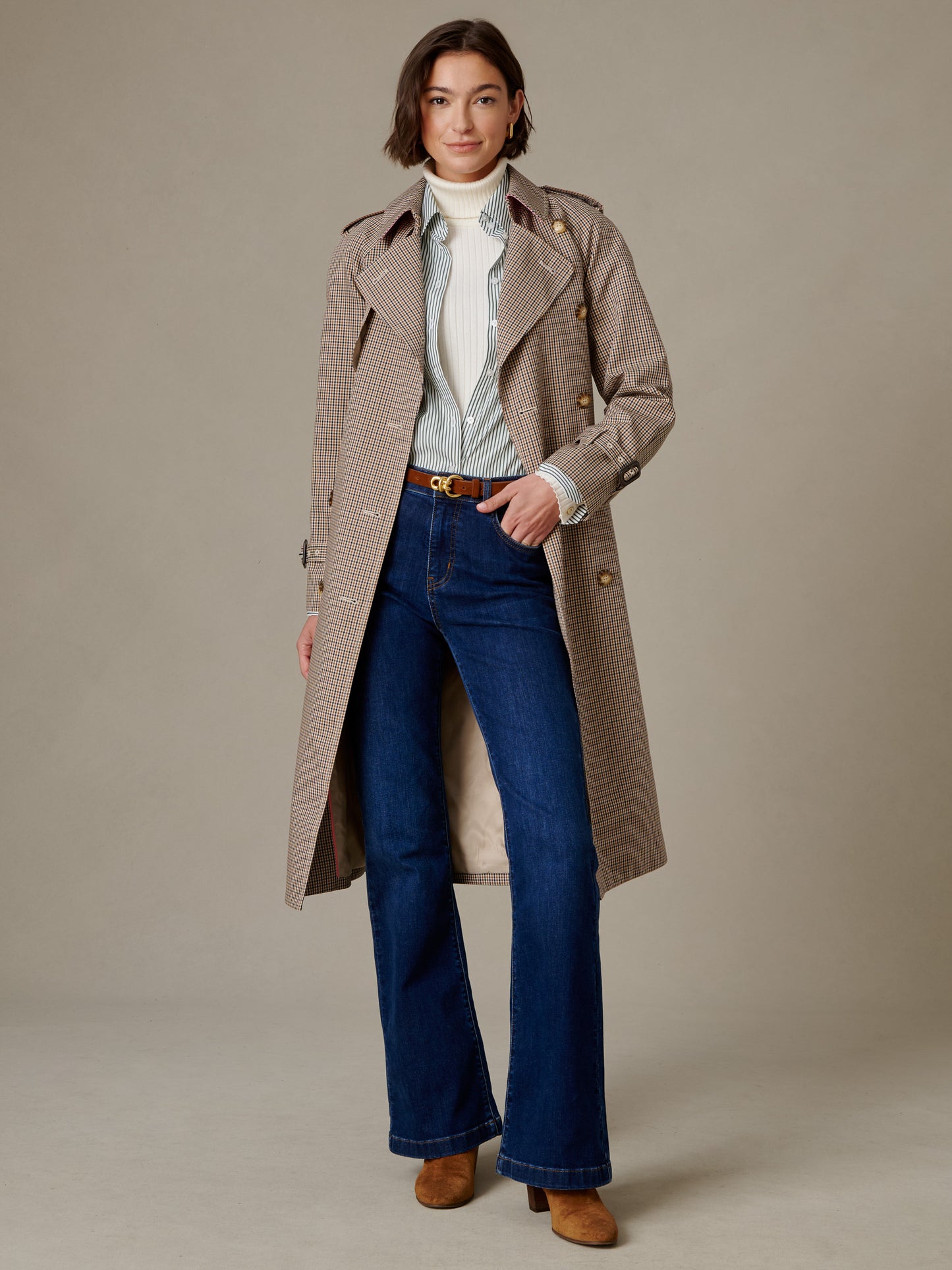Campbell Trench Coat in Check