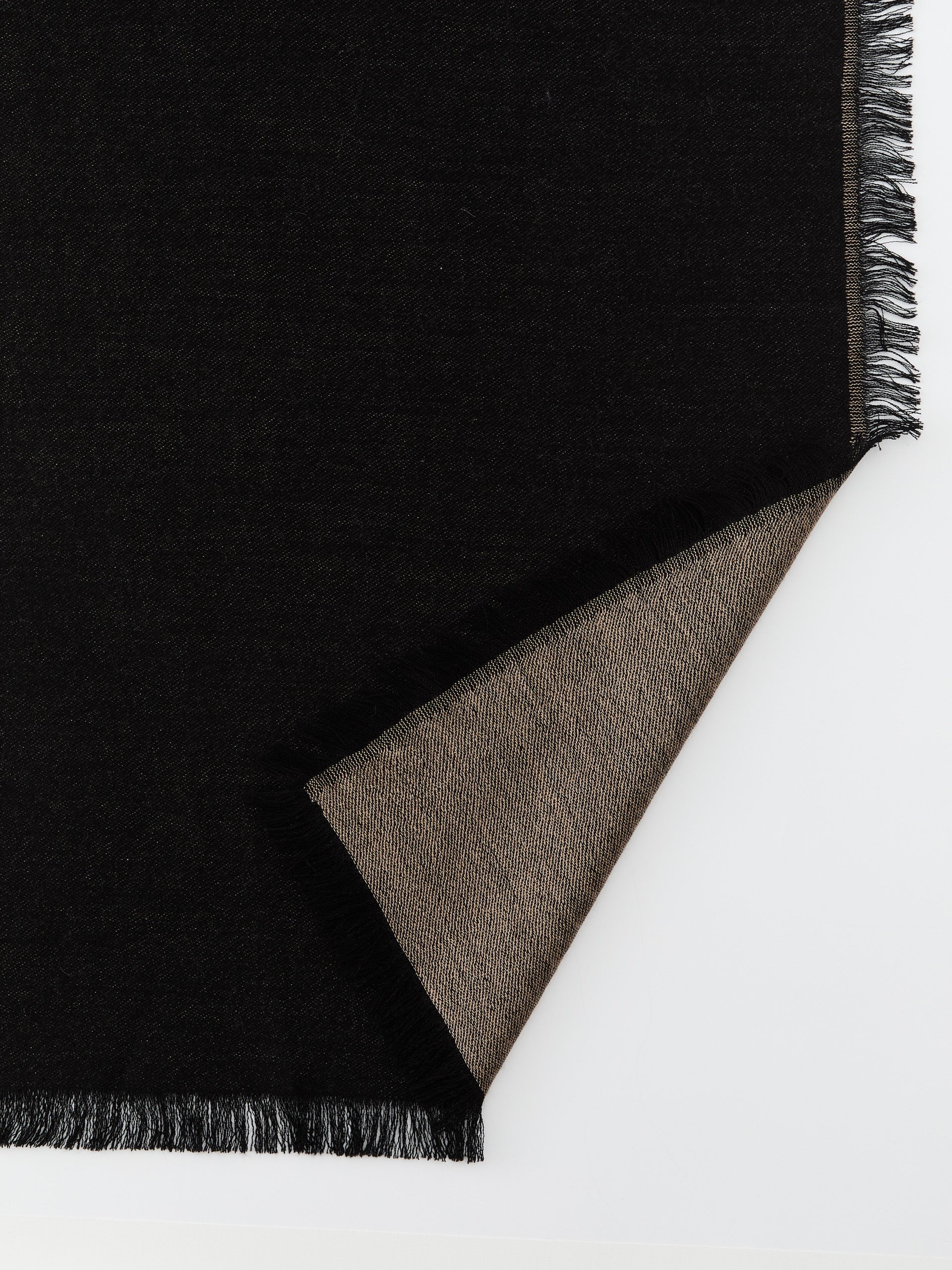 J.McLaughlin Carey scarf in black/camel made with cashmere.