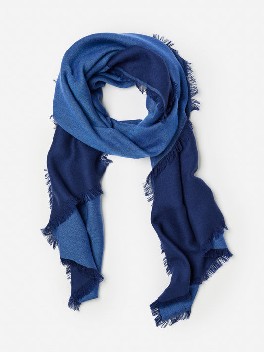 J.McLaughlin Carey scarf in navy/JMC blue made with cashmere.
