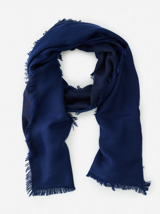 J.McLaughlin Carey scarf in navy/midnight made with cashmere. 