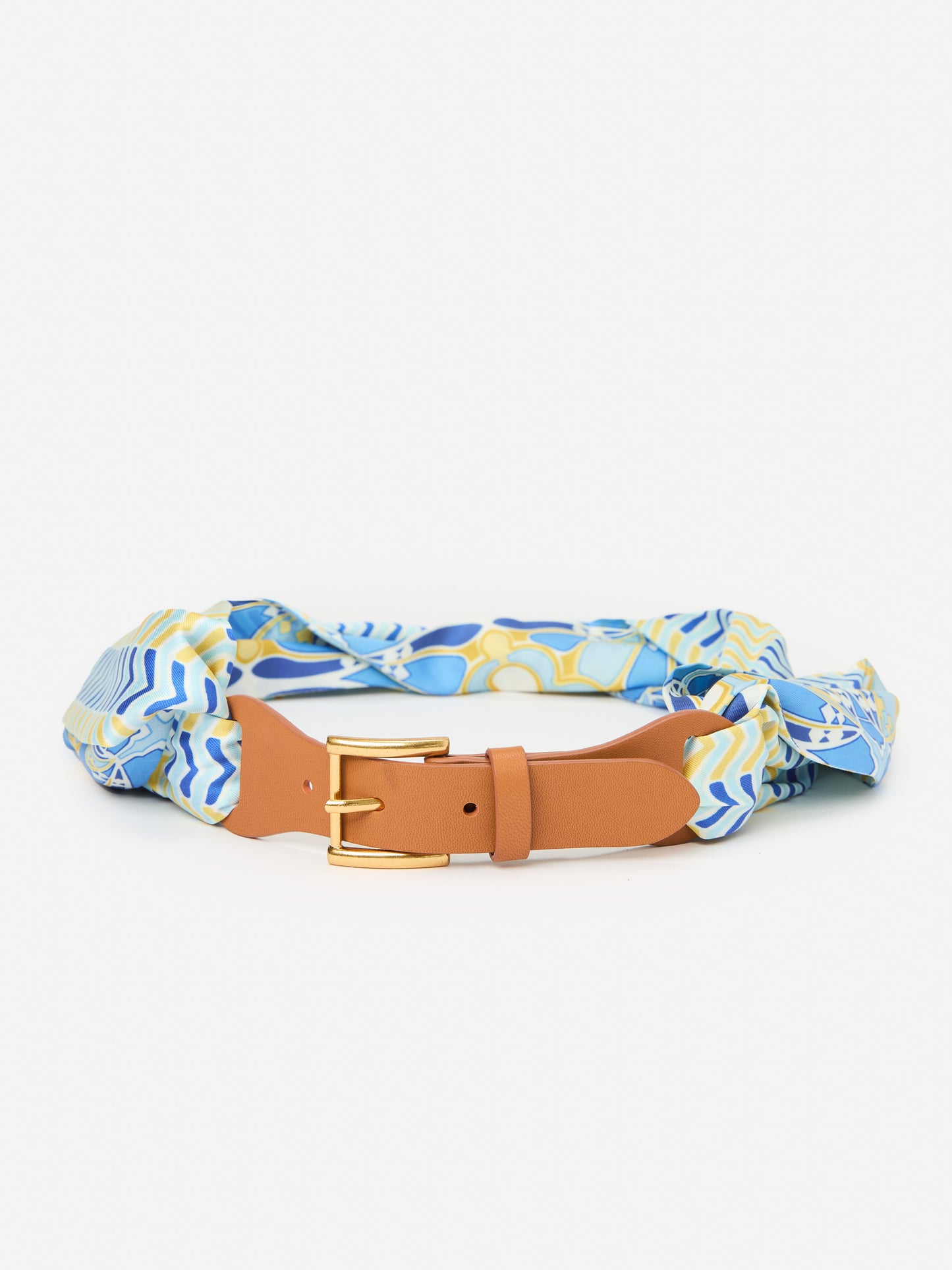 J.McLaughlin Carla belt in white/yellow/blue made with polyester and leather.
