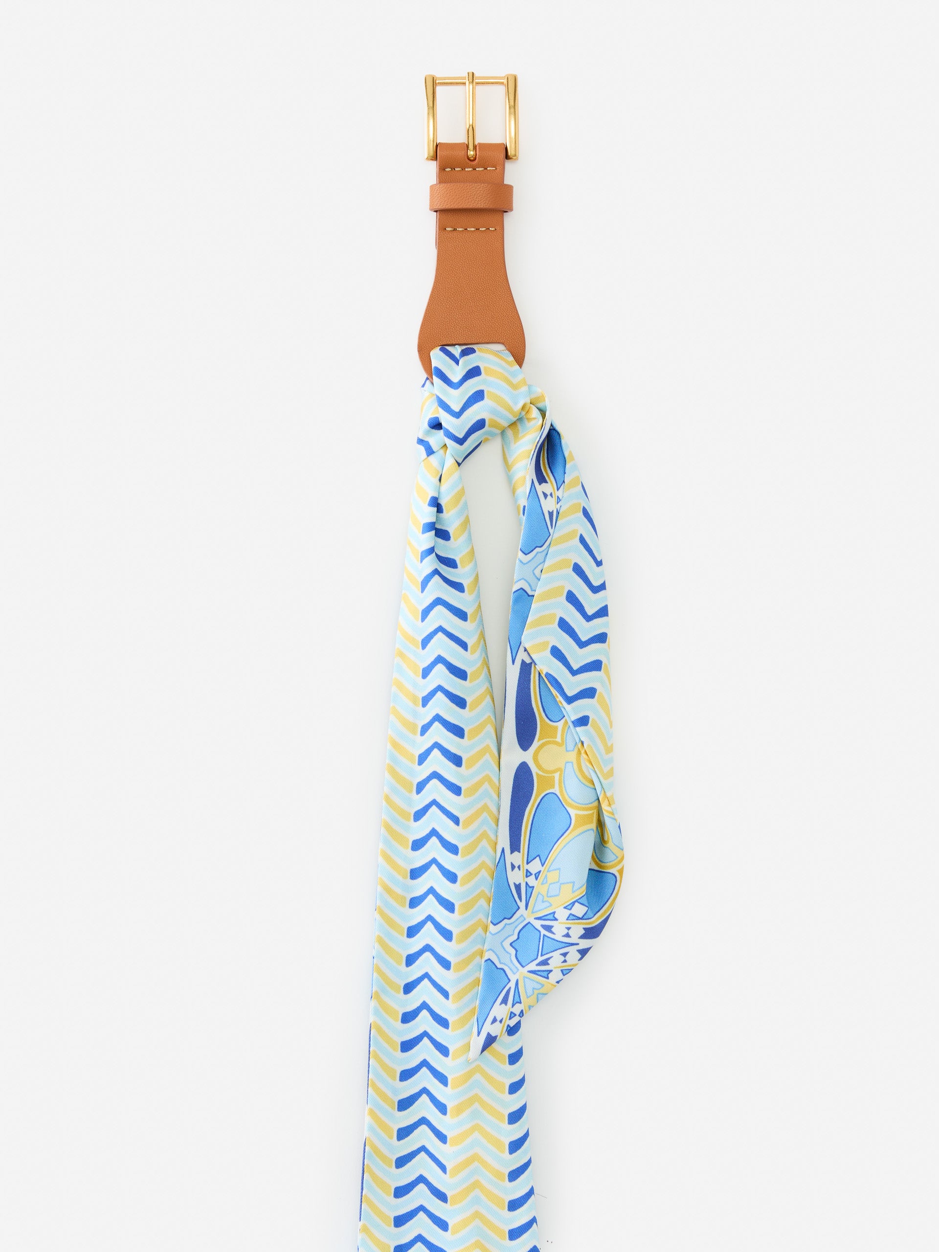 J.McLaughlin Carla belt in white/yellow/blue made with polyester and leather.
