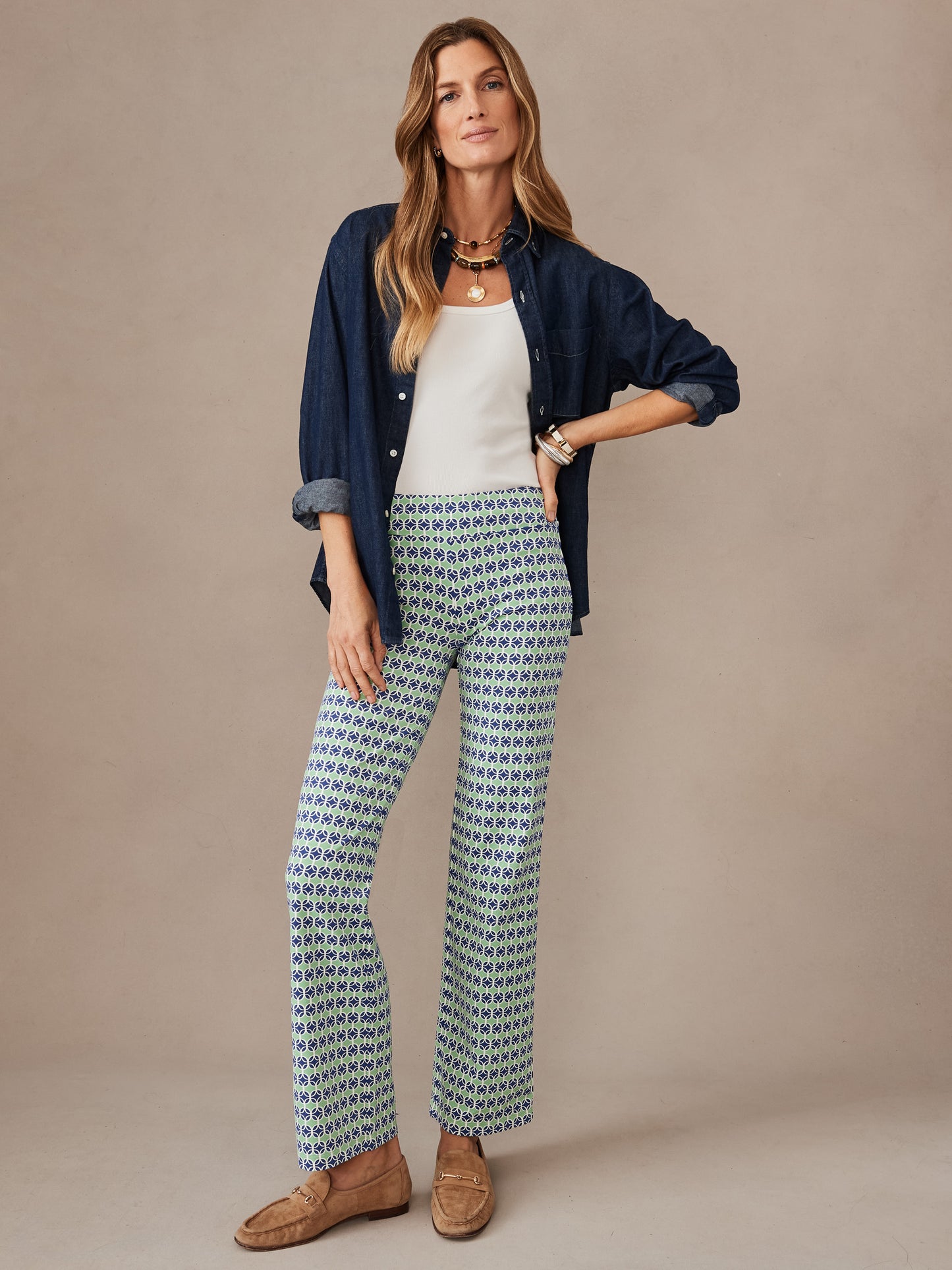 J.McLaughlin Carmel pants in light blue/green made with catalina cloth.