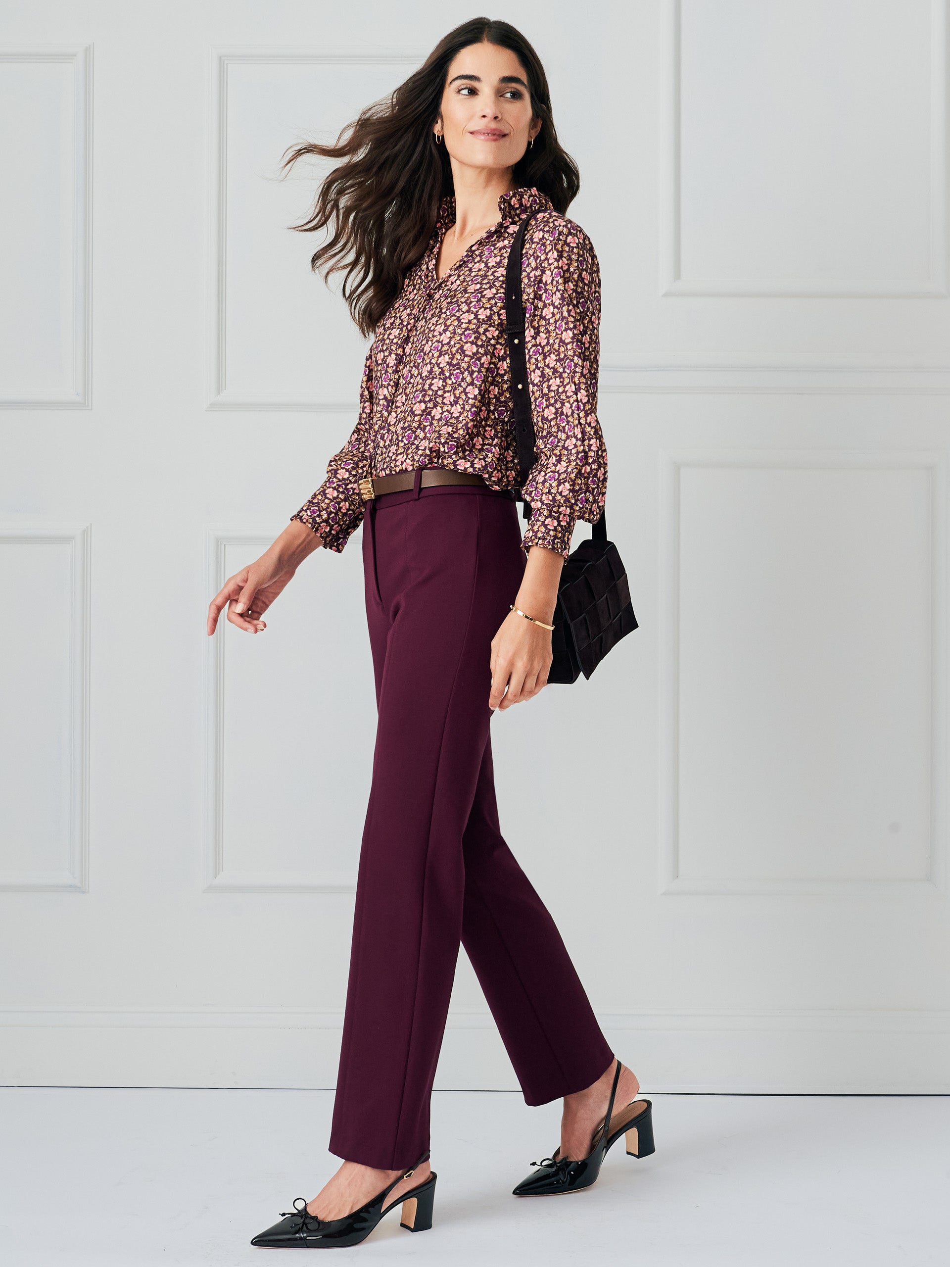 J.McLaughlin Cecilia blouse in plum/purple/off white made with silk/viscose. 