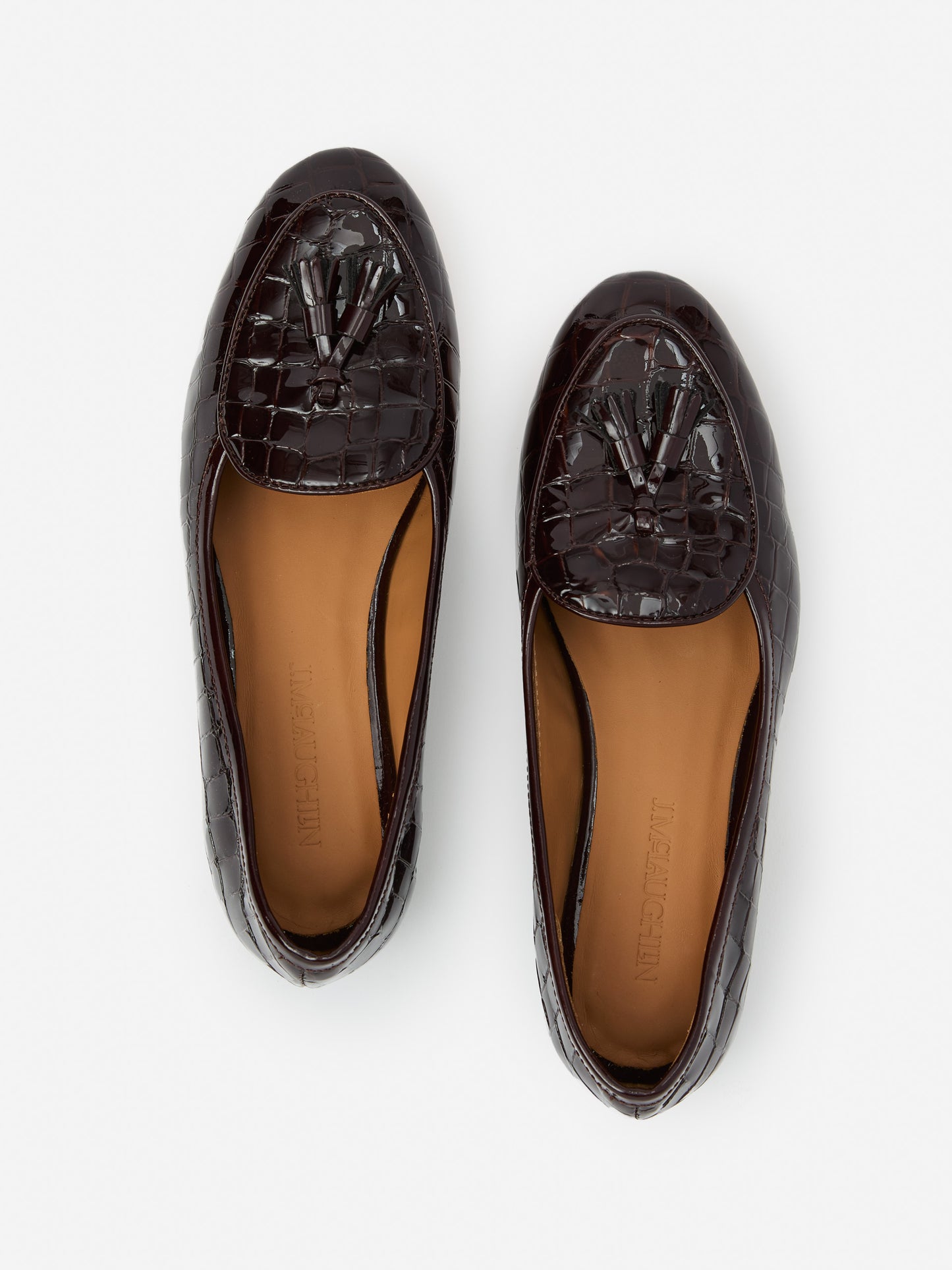 J.McLaughlin Cecily shoes in dark brown made with crocodile. 