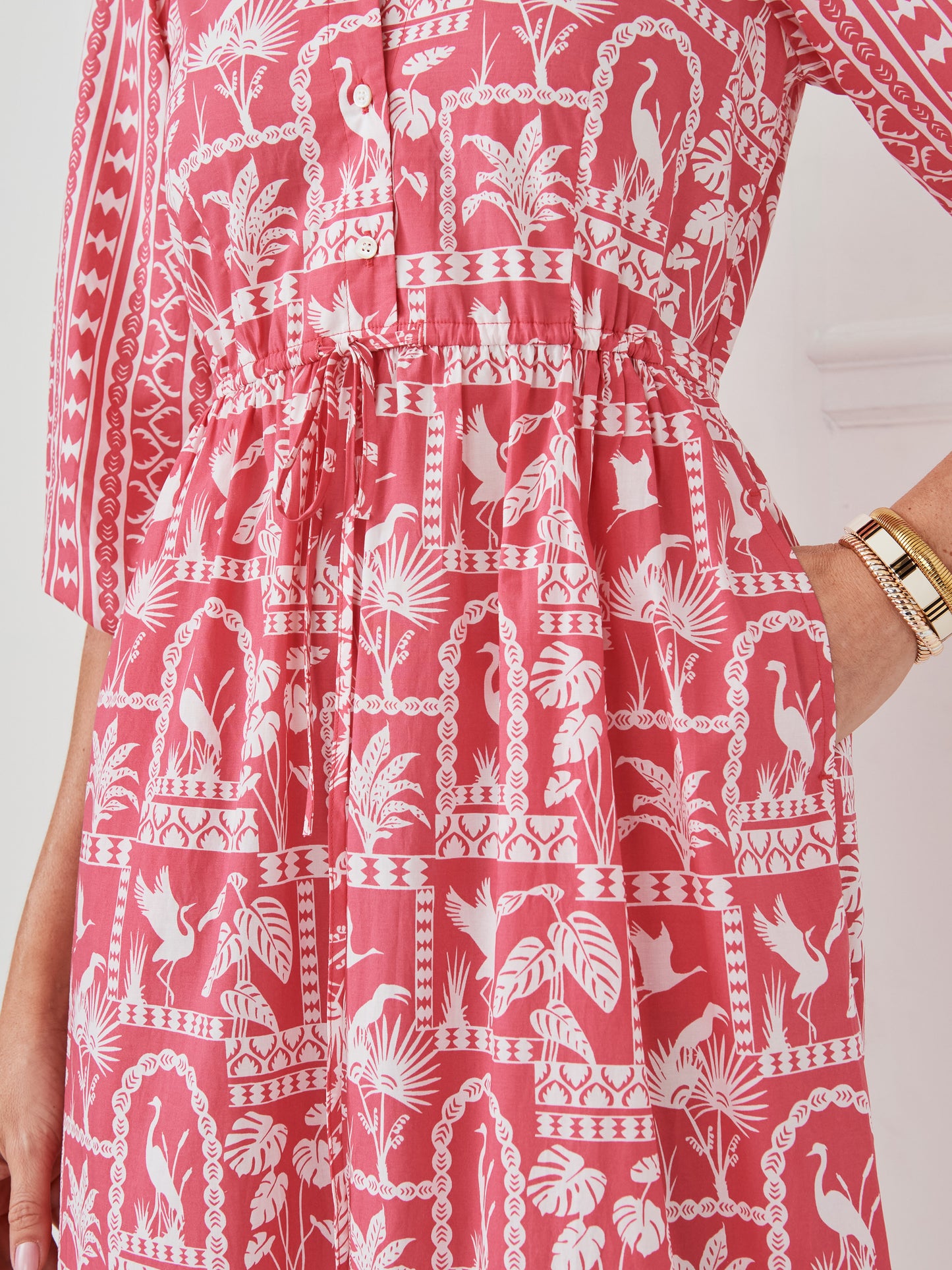 J.McLaughlin Celeste dress in pink/white made with tencel/cotton.