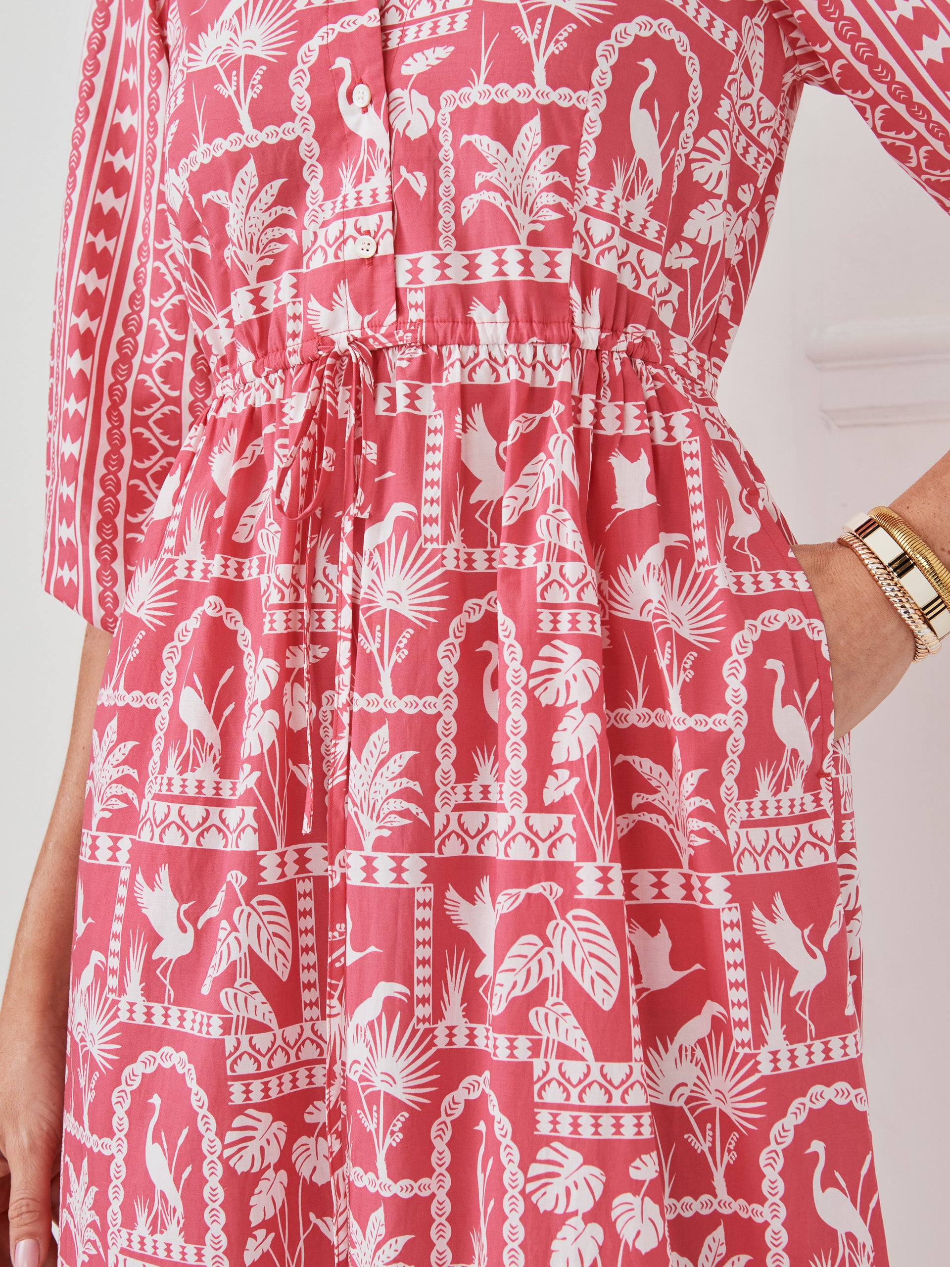 J.McLaughlin Celeste dress in pink/white made with tencel/cotton.