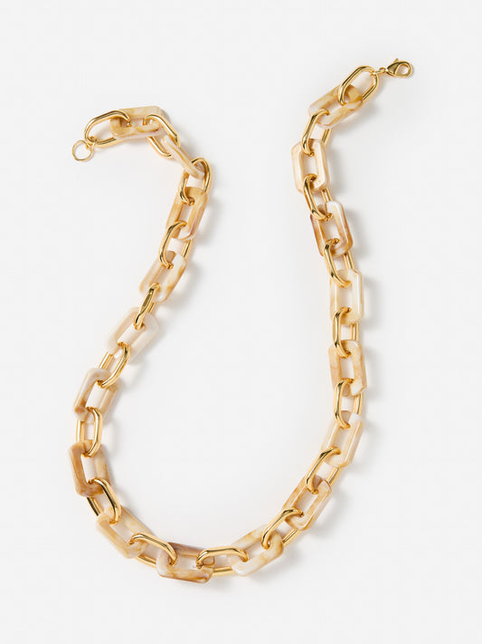 J.McLaughlin Chain link necklace in gold made with brass and resin.