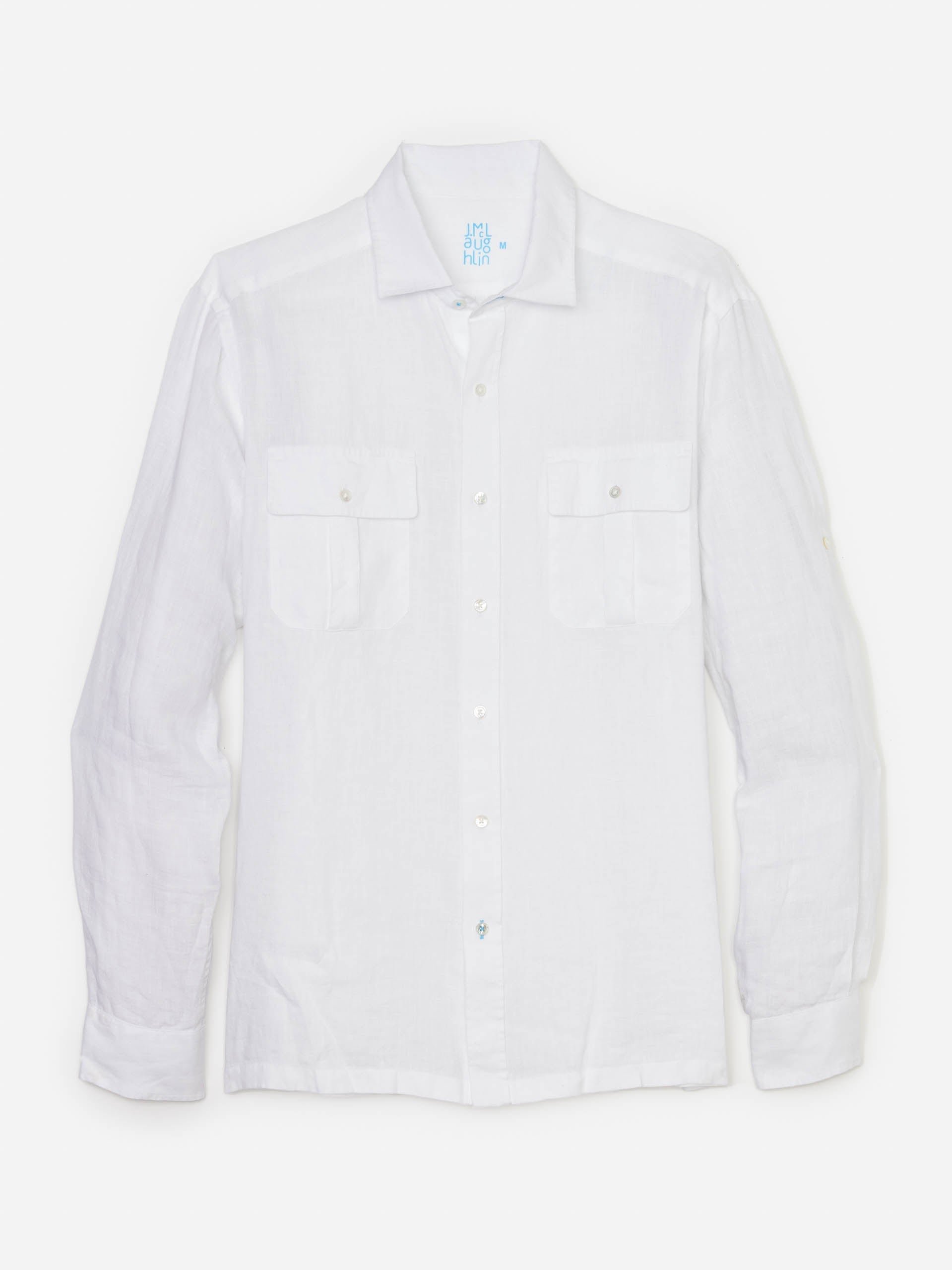 J.McLaughlin Christos shirt in white made with linen.