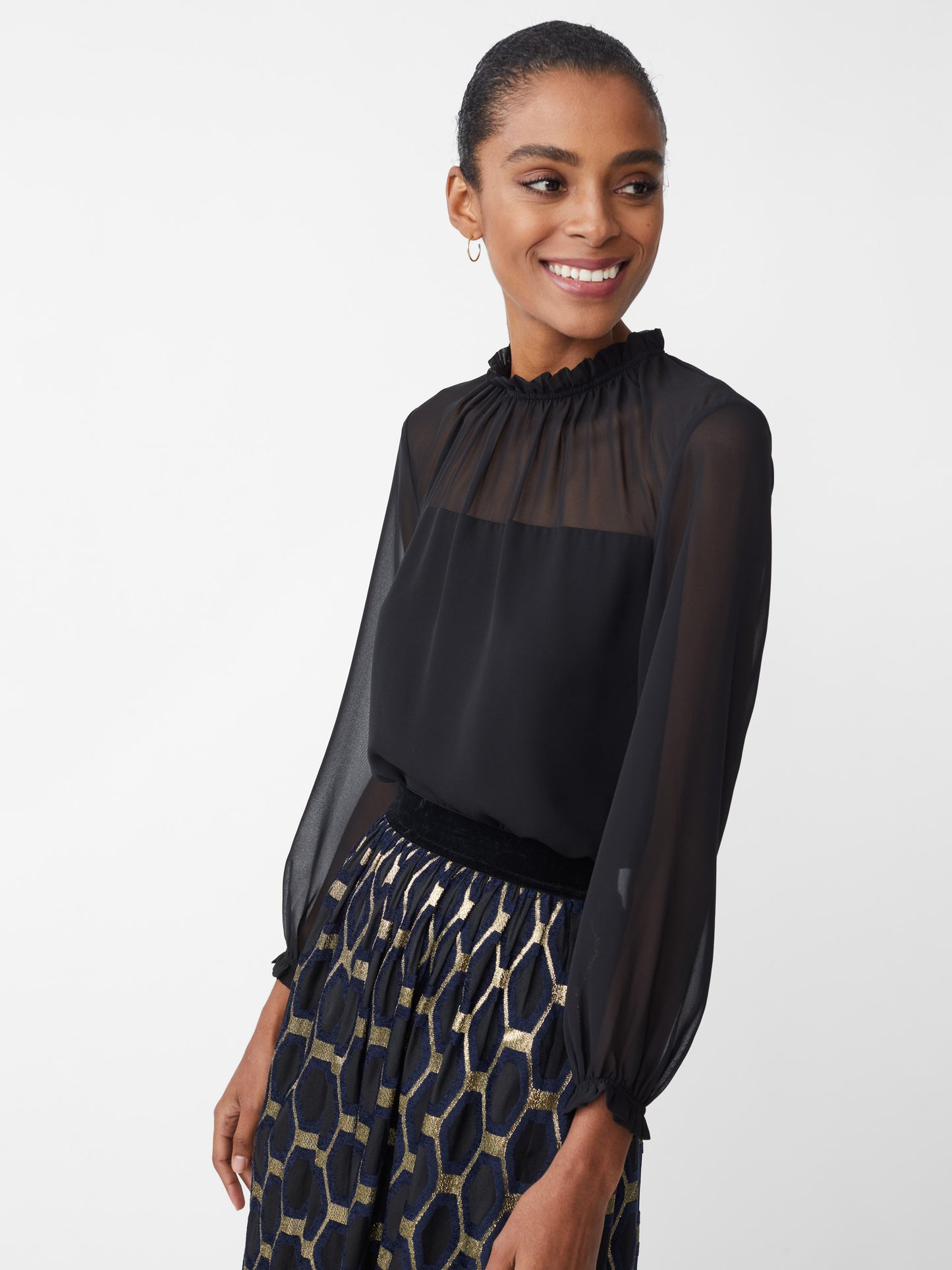 J.McLaughlin Clelia blouse in black made with polyester.