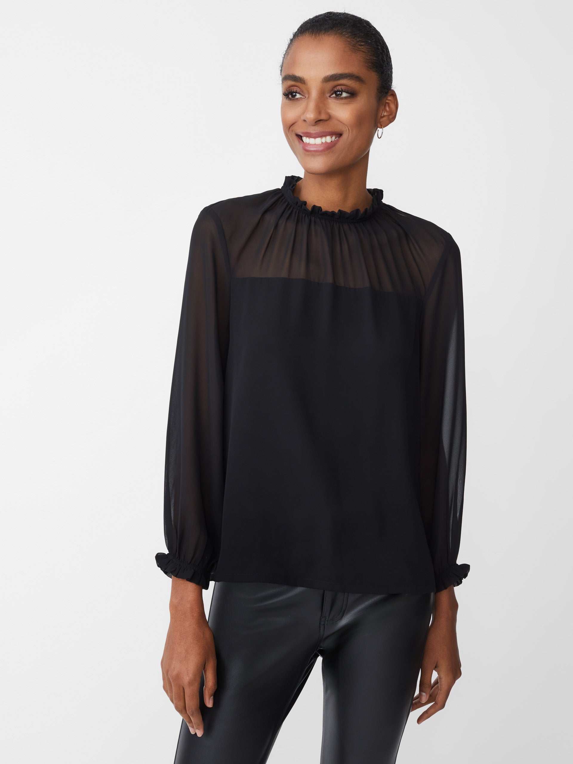 J.McLaughlin Clelia blouse in black made with polyester.