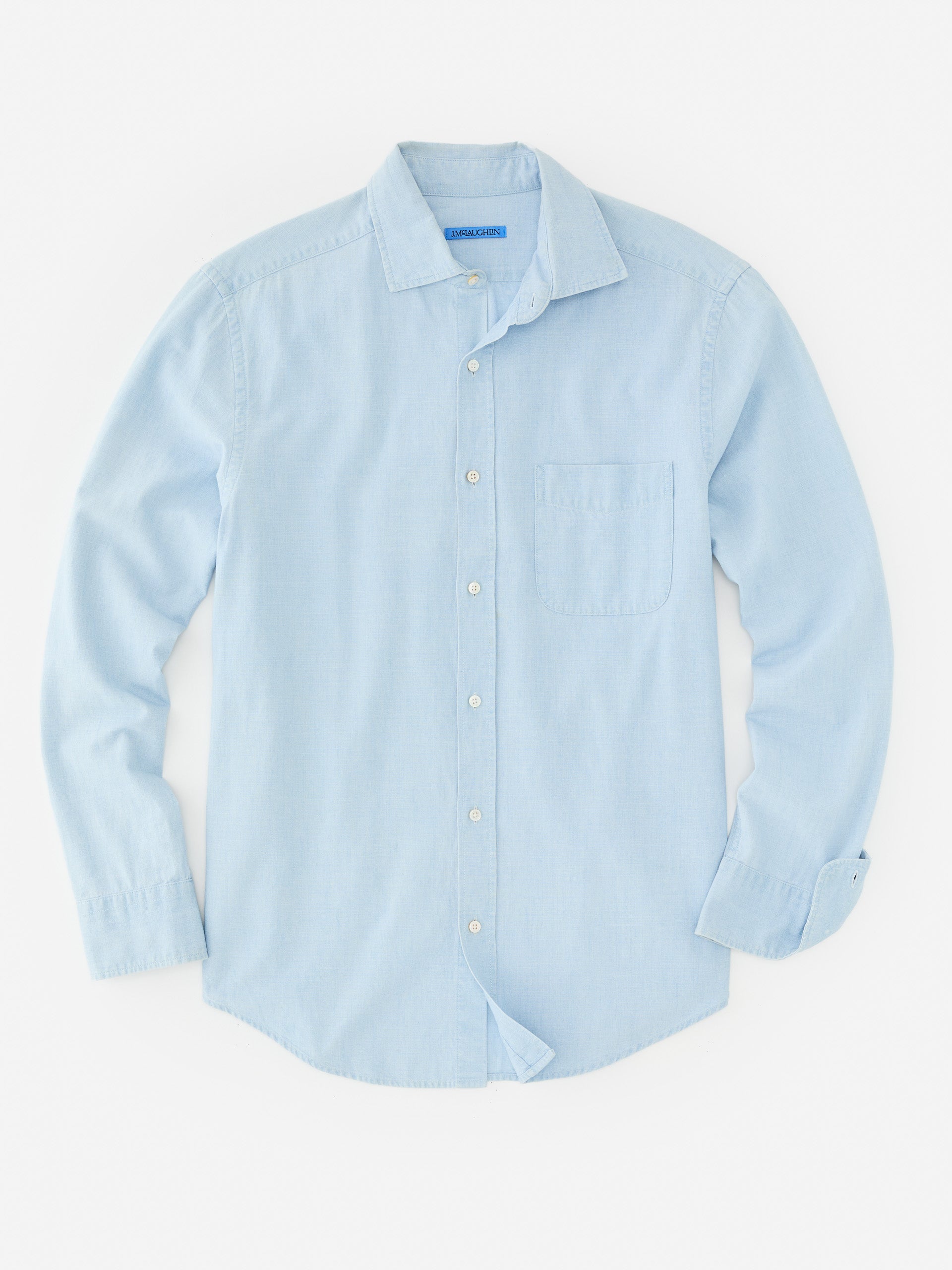 J.McLaughlin Club shirt in chambray made with cotton fabric.