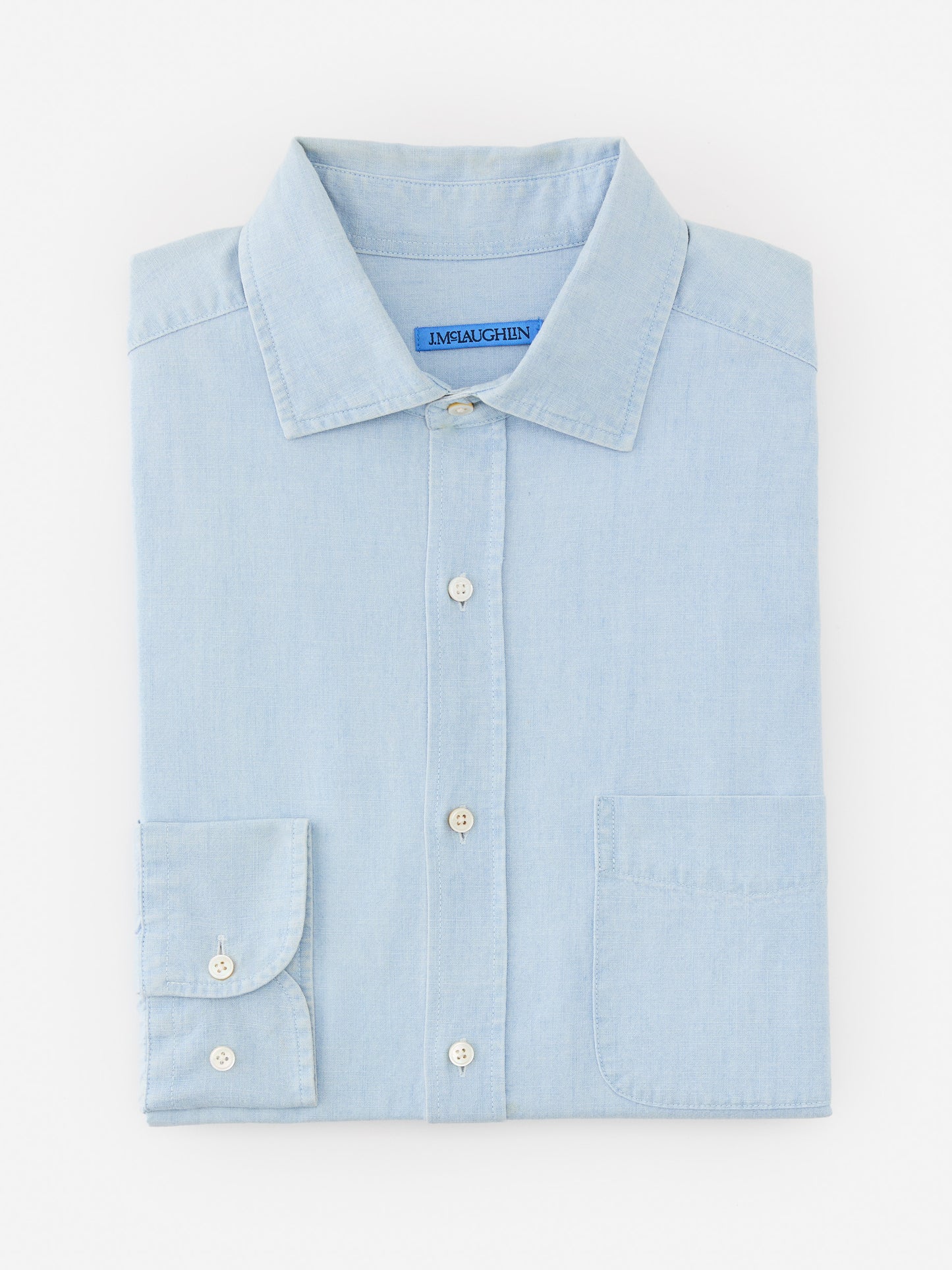 J.McLaughlin Club shirt in chambray made with cotton fabric.