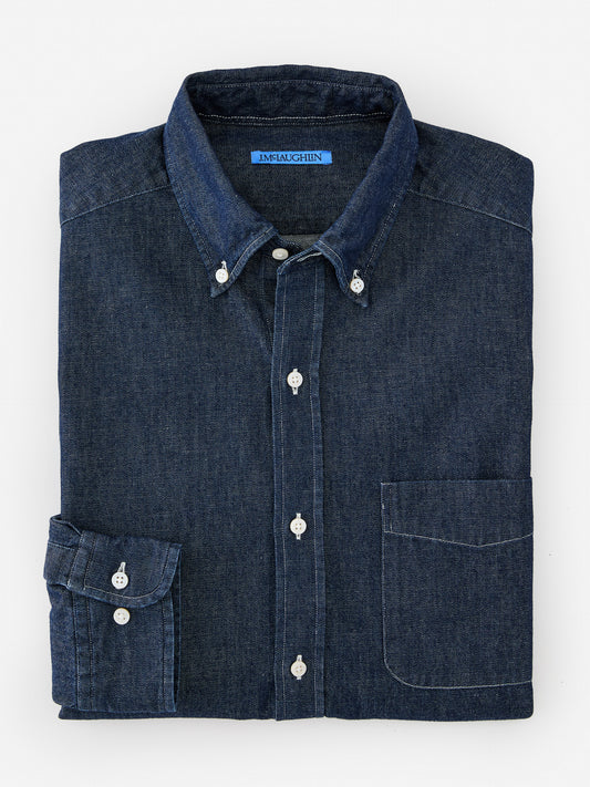 J.McLaughlin Collis shirt in dark denim made with cotton.